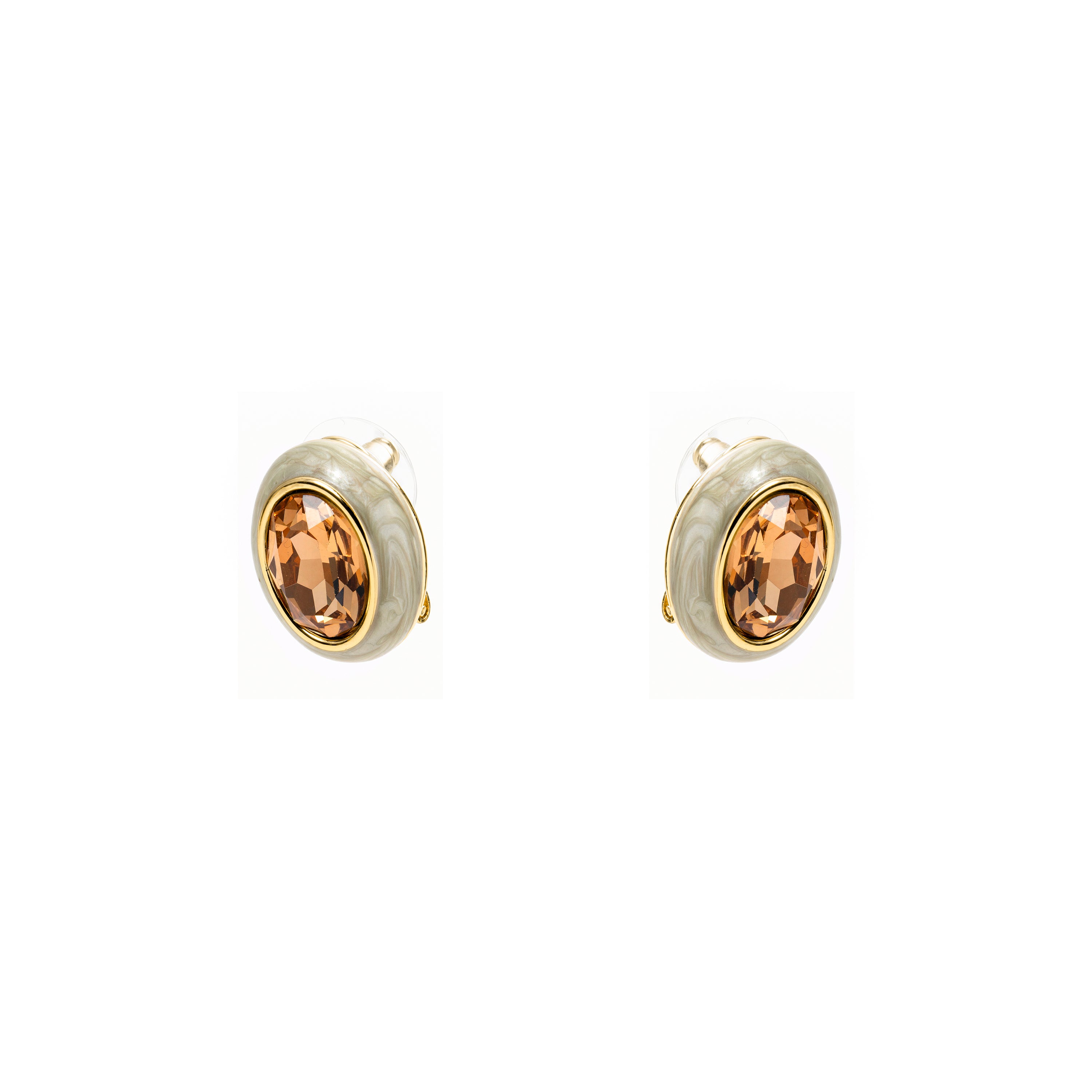 Boucles d'oreilles en cristal marron finition or jaune 18 carats - Amarke