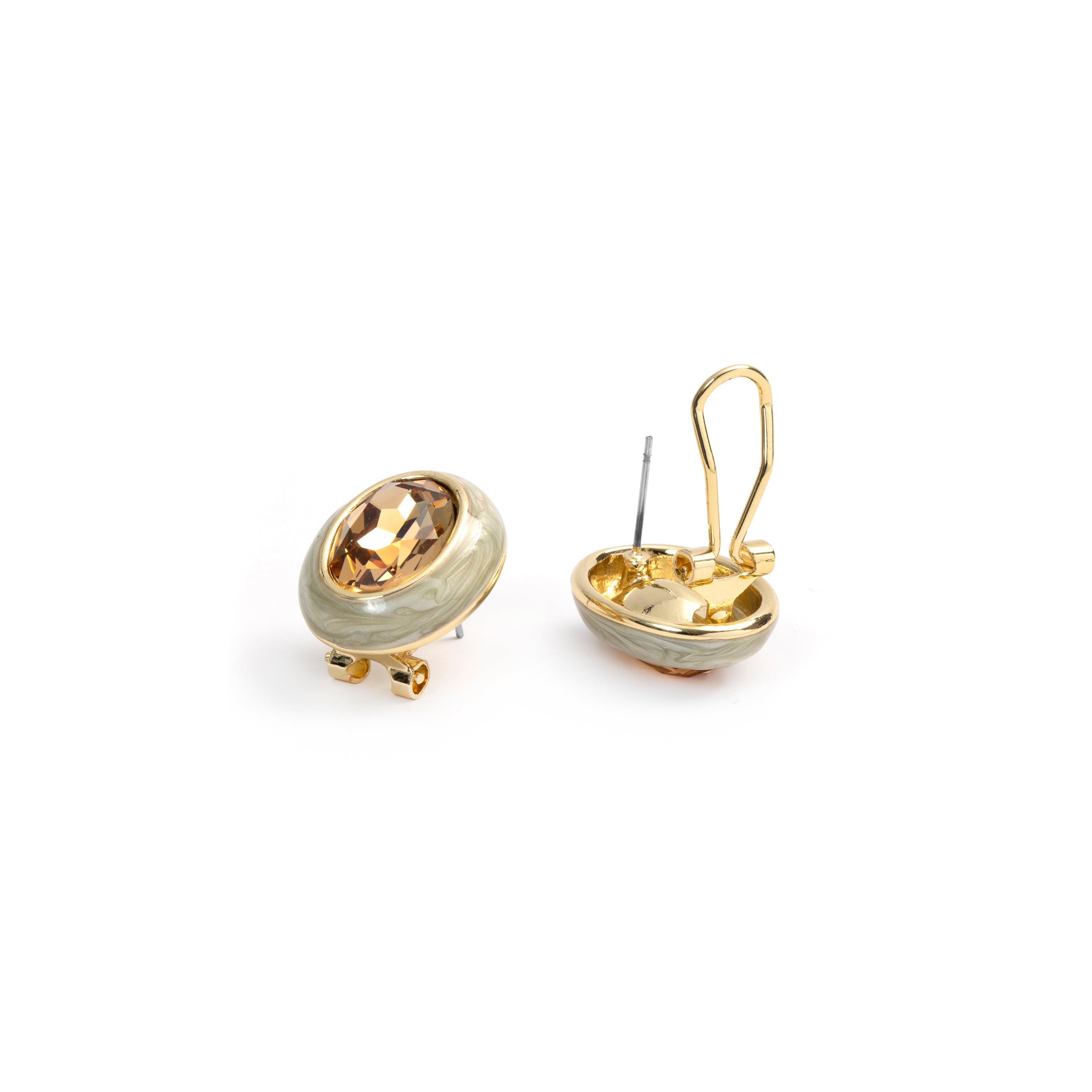 Boucles d'oreilles en cristal marron finition or jaune 18 carats - Amarke