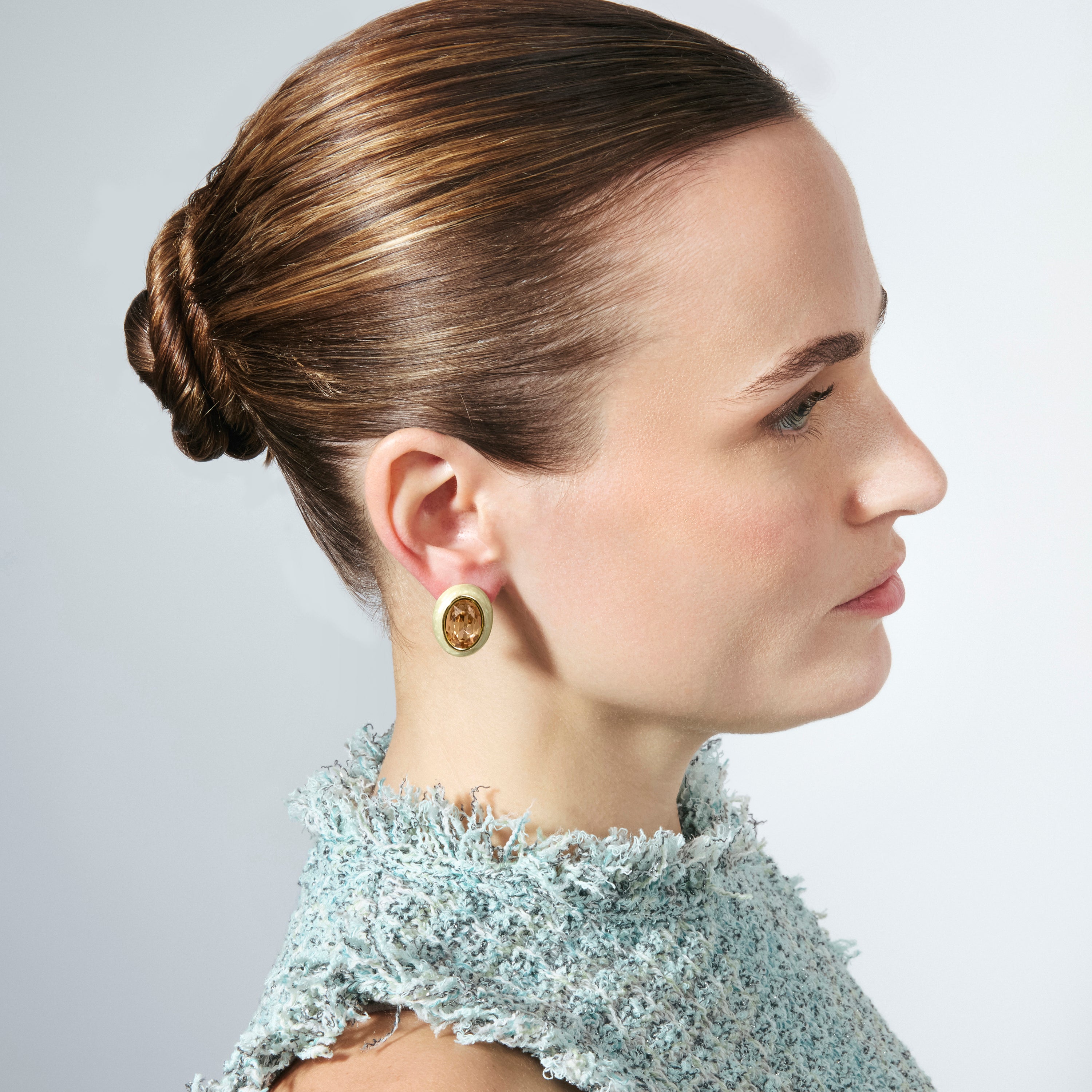 Boucles d'oreilles en cristal marron finition or jaune 18 carats - Amarke