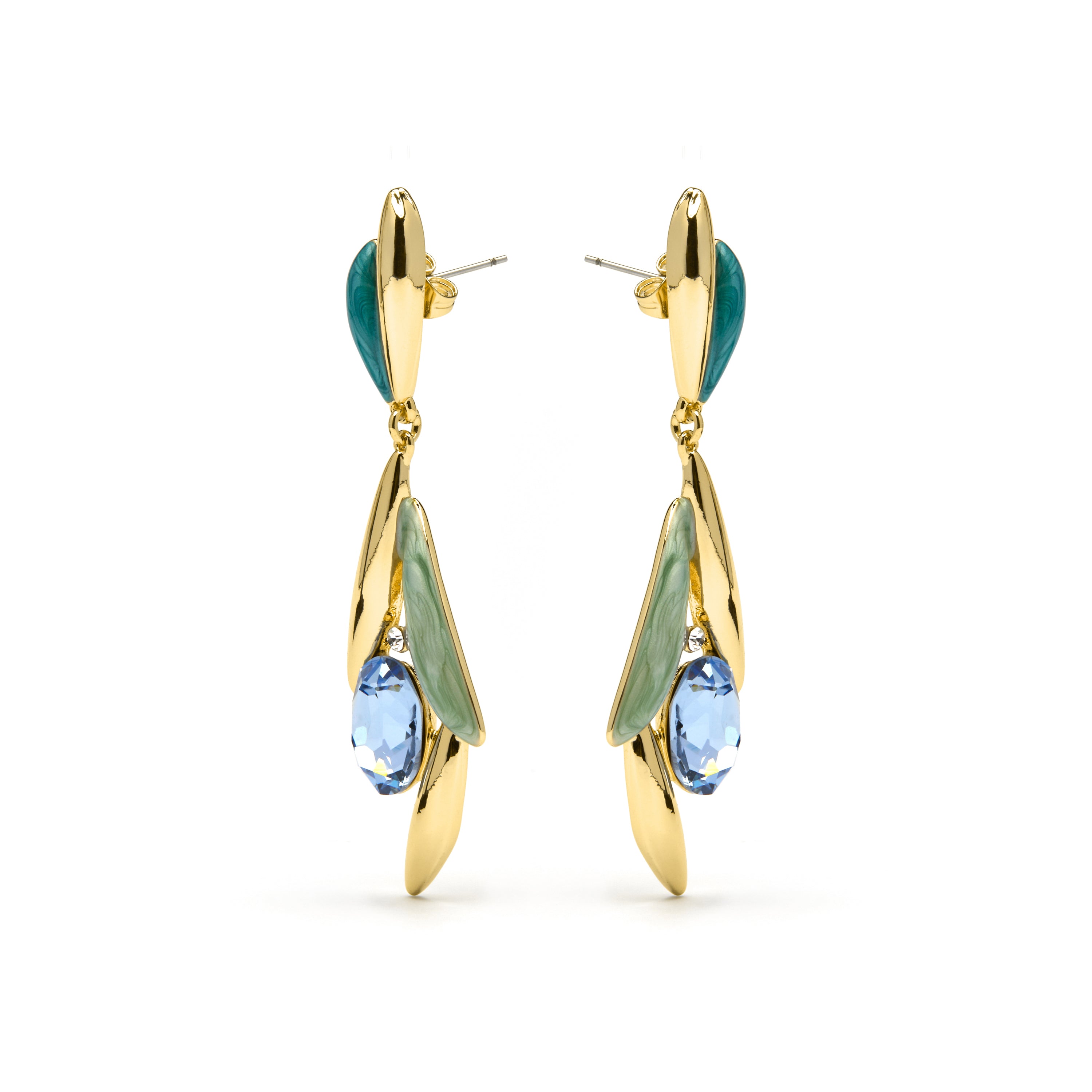 Ohrringe aus blauer Topas-Zirkonia mit 18K Gelbgold-Finish - Amarke