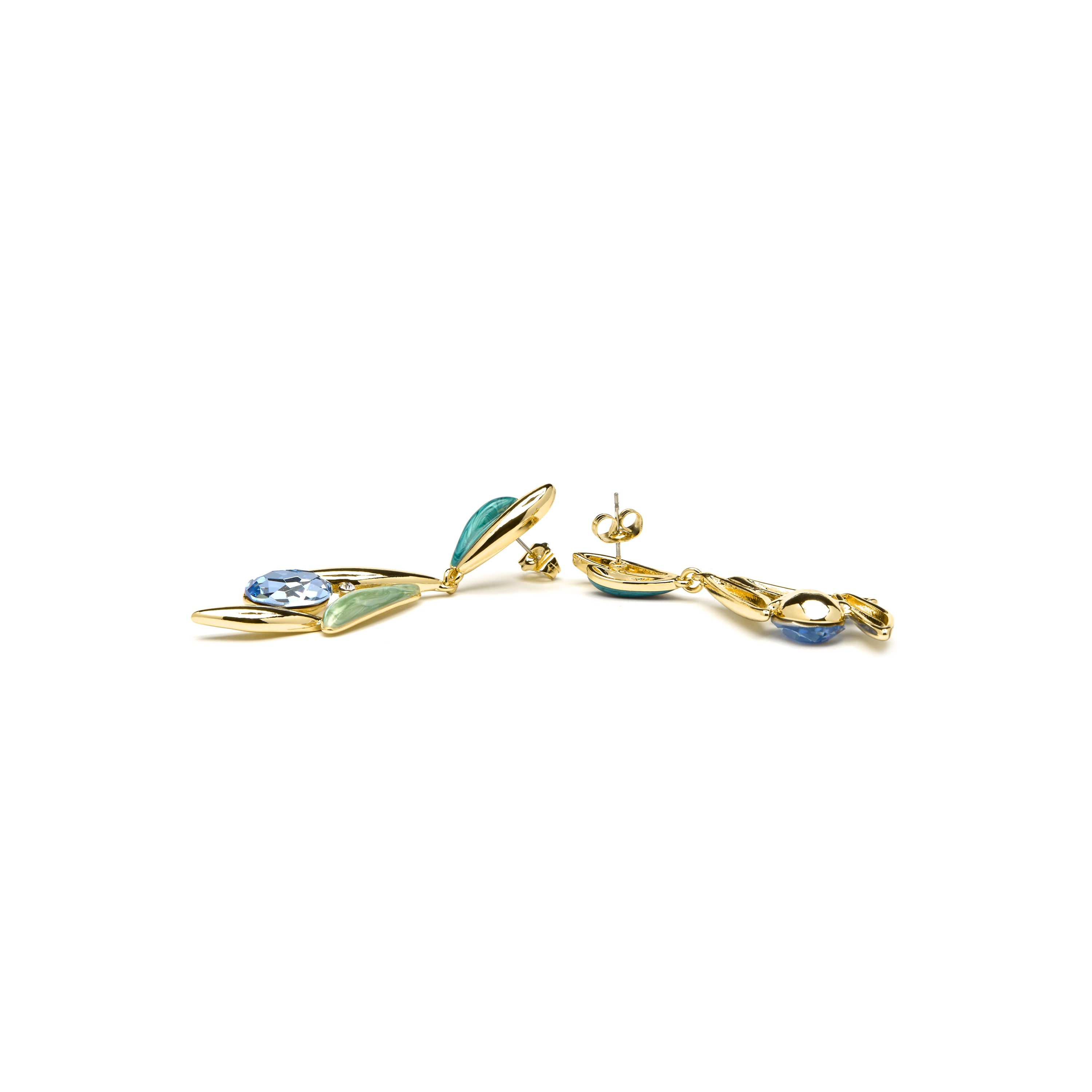 Ohrringe aus blauer Topas-Zirkonia mit 18K Gelbgold-Finish - Amarke