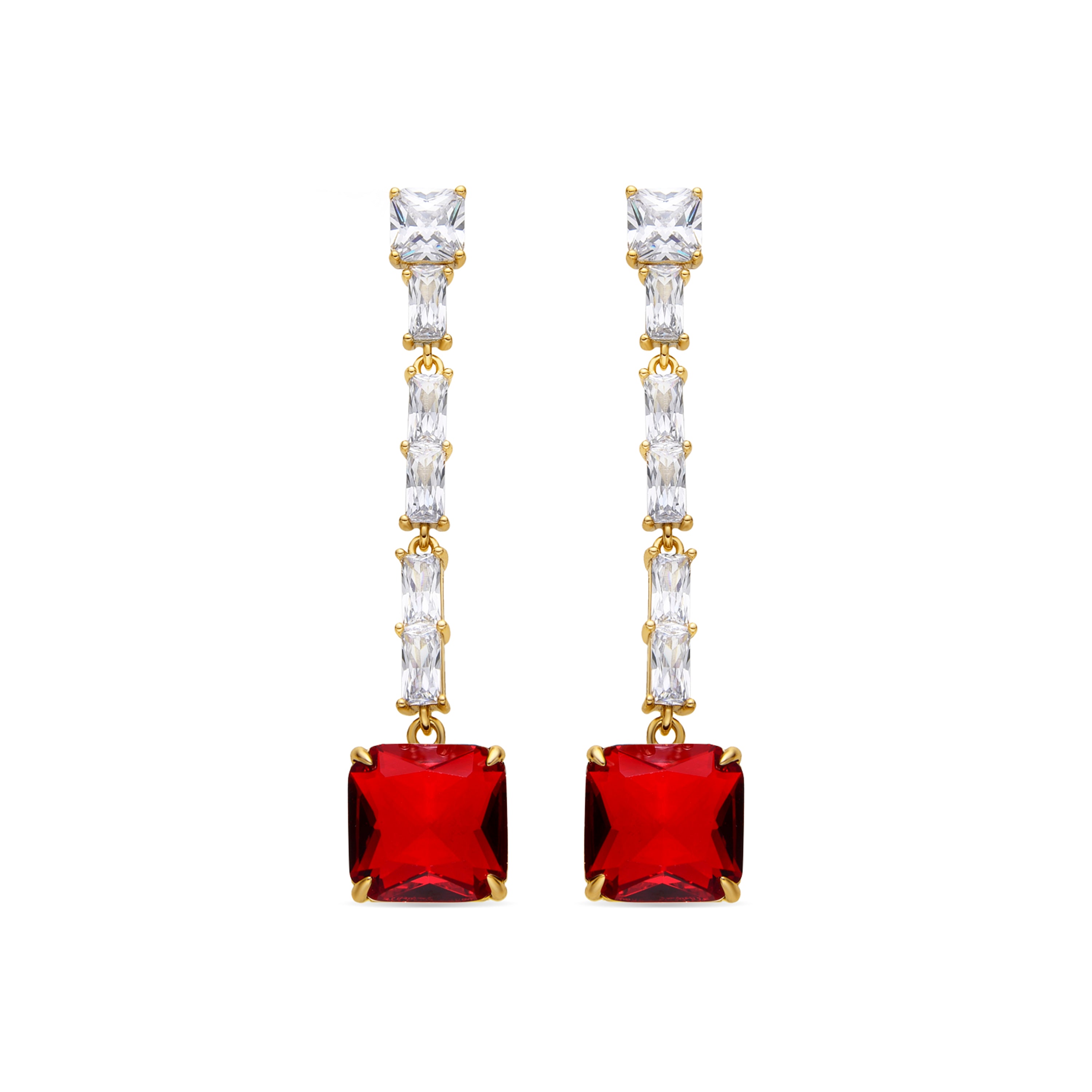 Ruby Zirconia Earrings finished in 18k gold - Waraim