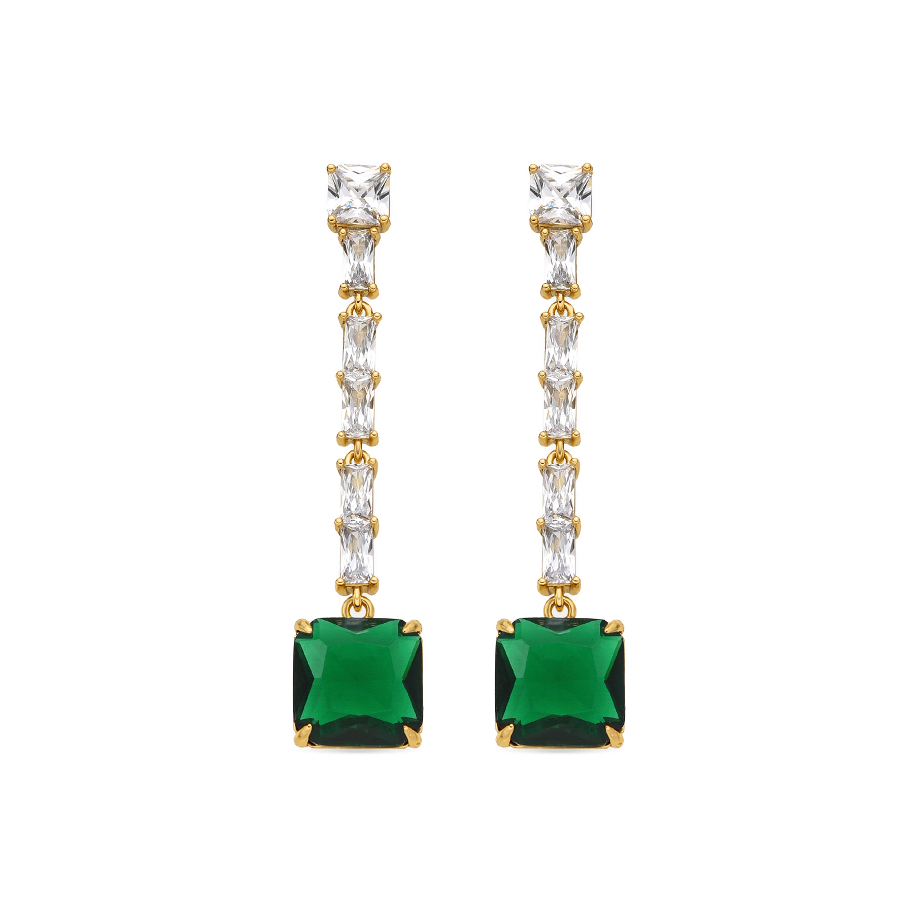 Emerald Zirconia Earrings finished in 18k gold - Waraim