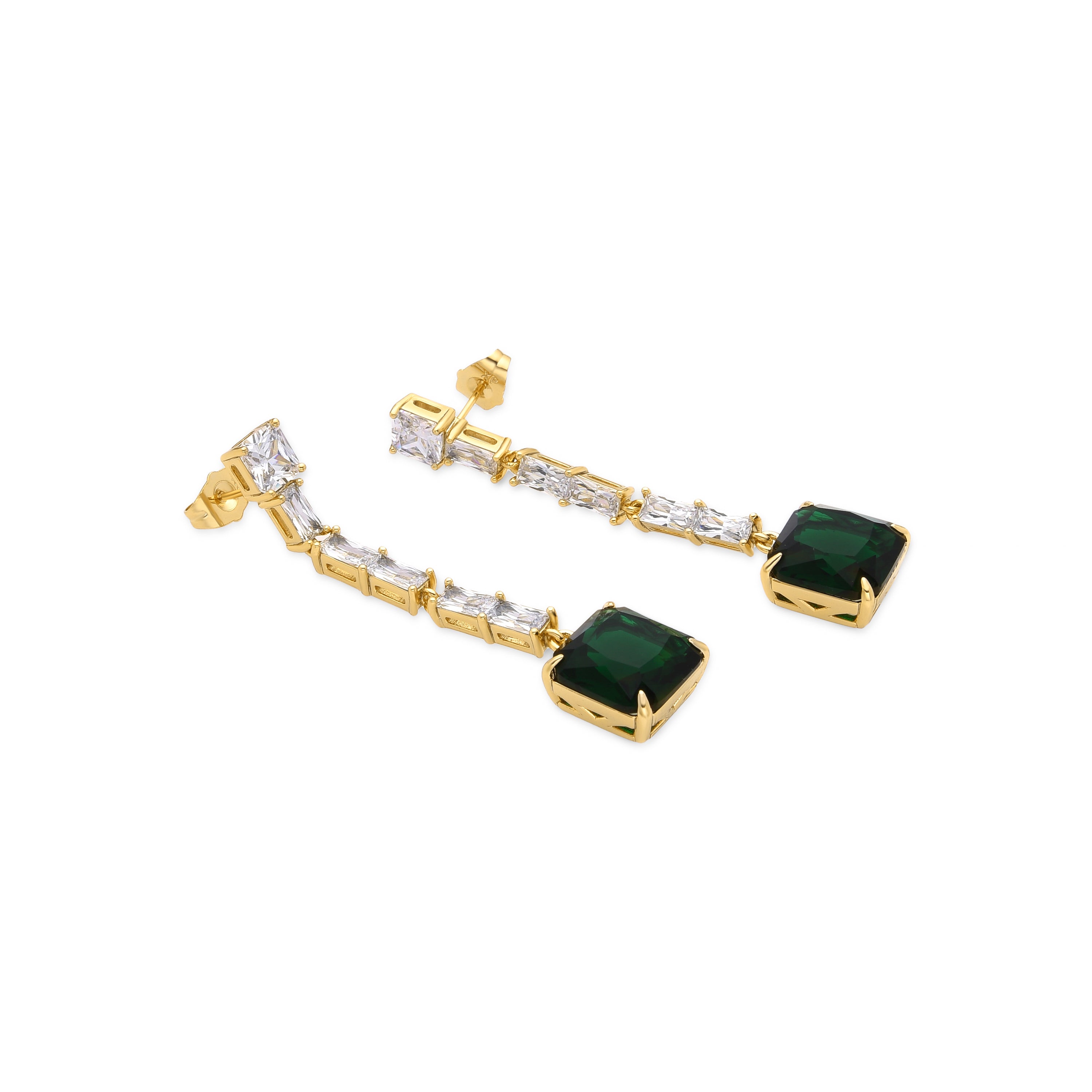 Emerald Zirconia Earrings finished in 18k gold - Waraim