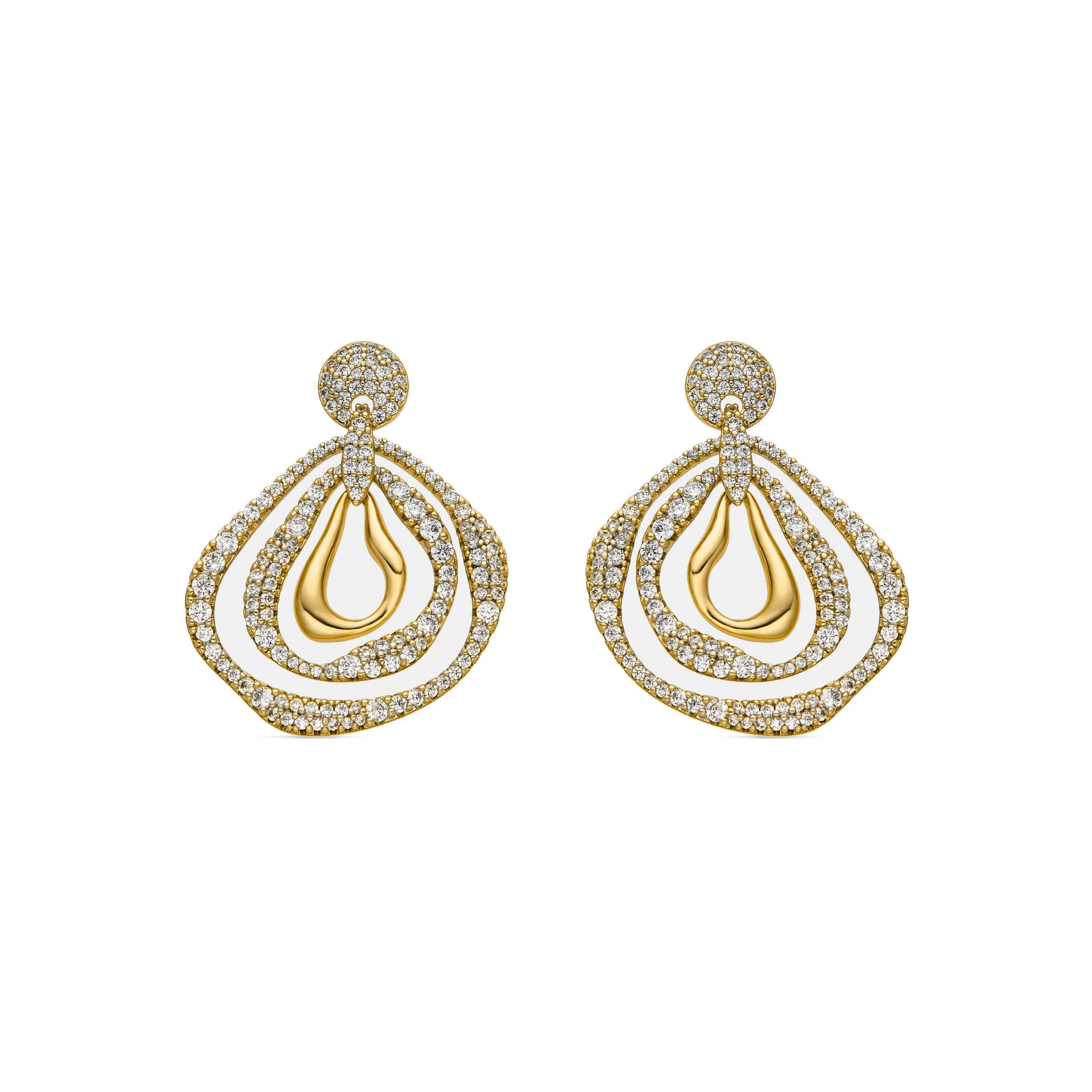 Earrings with Brilliant Zirconia finished in 18k gold - Tazdi