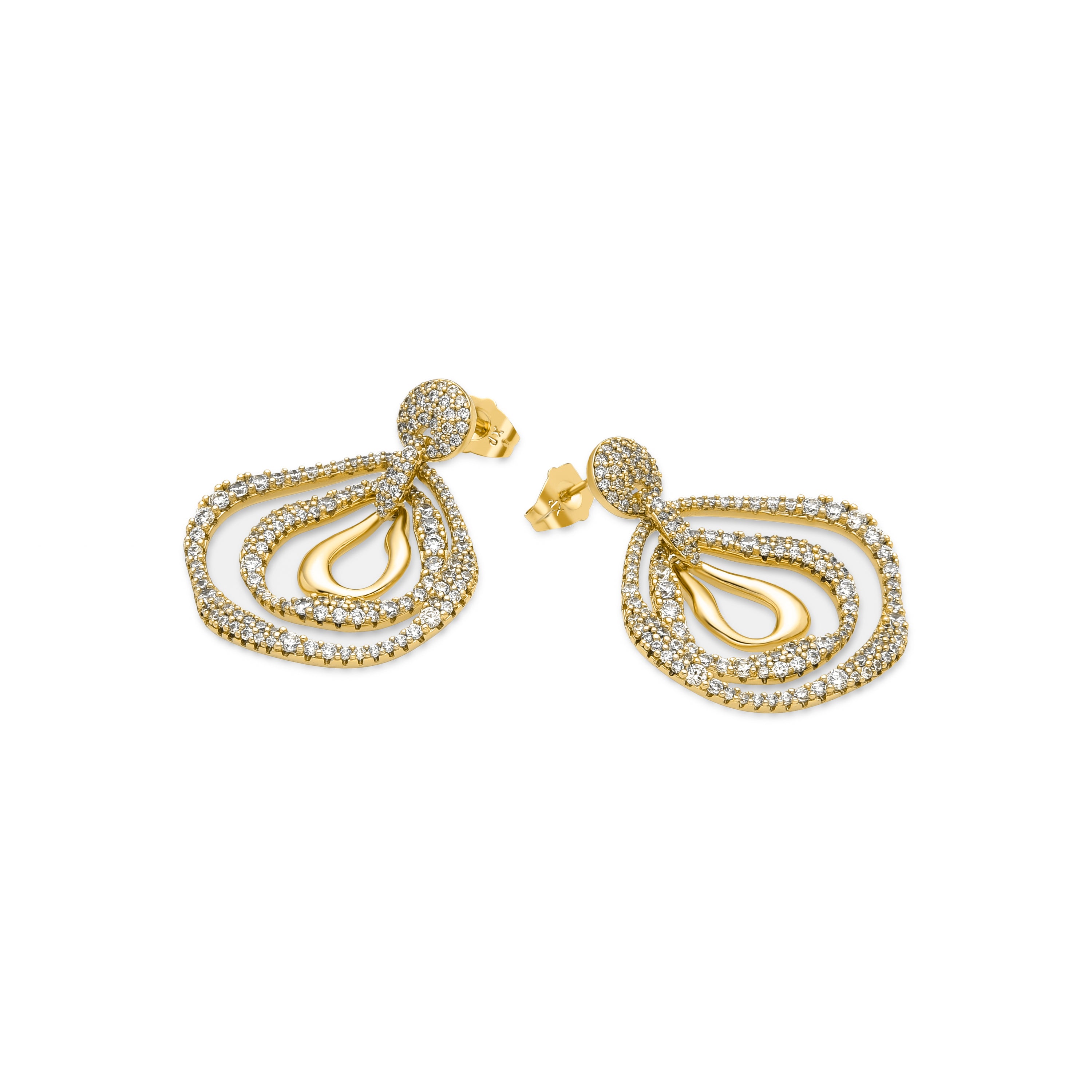 Earrings with Brilliant Zirconia finished in 18k gold - Tazdi