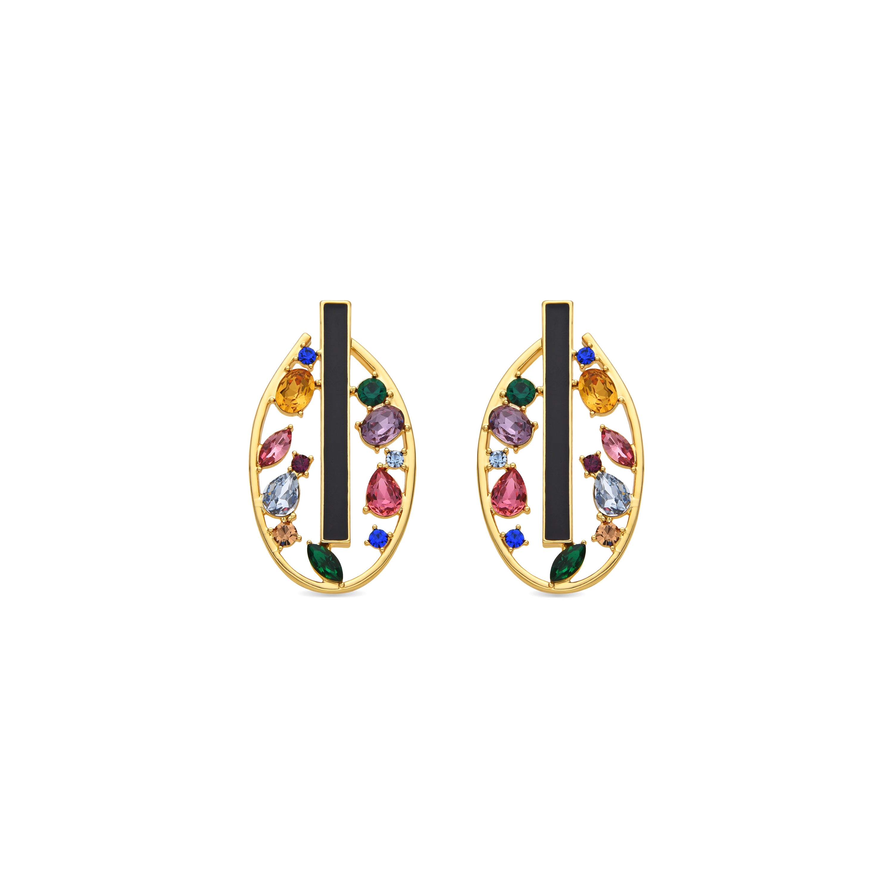 Ohrringe mit mehrfarbigen Zirkonia, 18 Karat Gold-Finish - Habyo