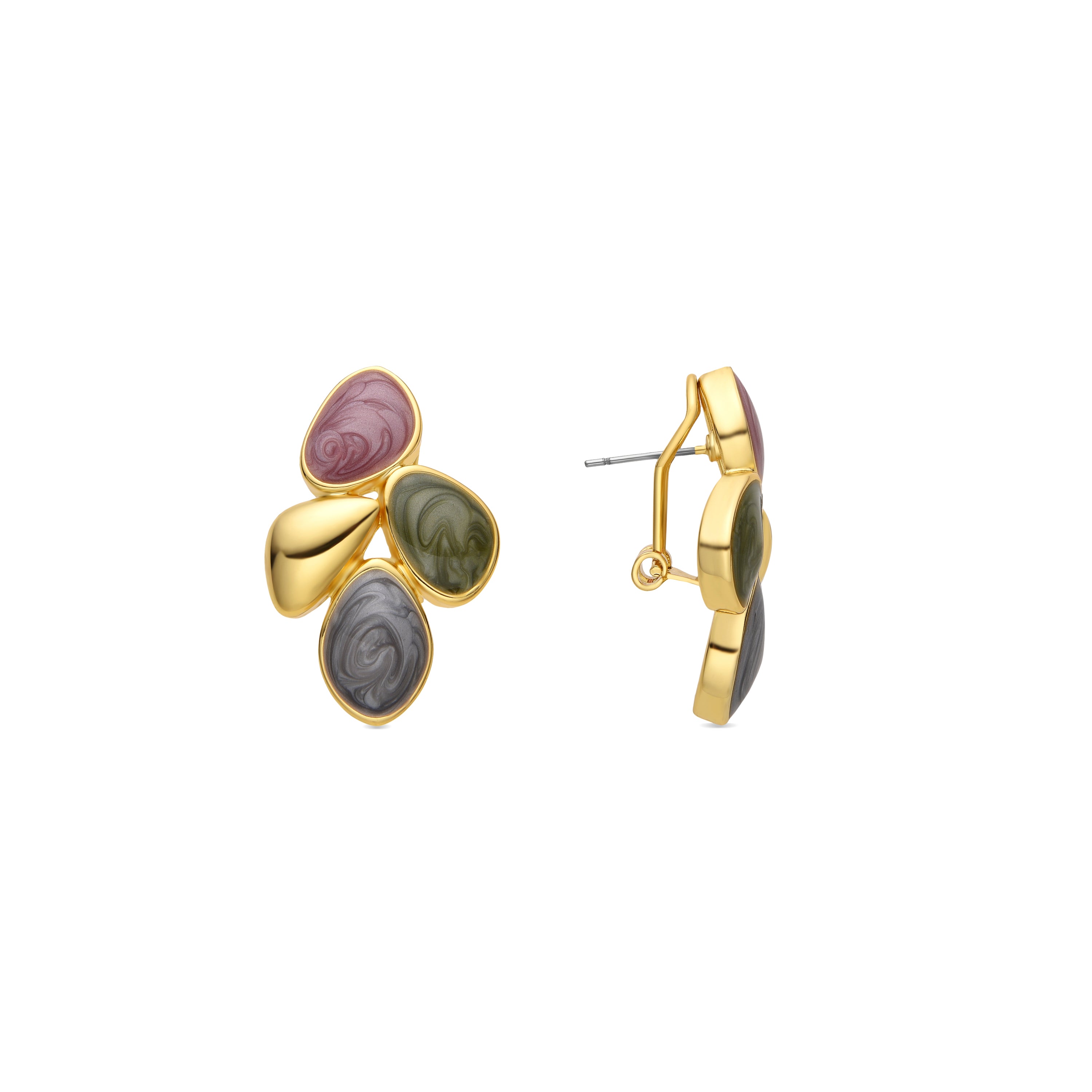 Multicolored Lacquered Earrings with 18k Gold Finish - Laido