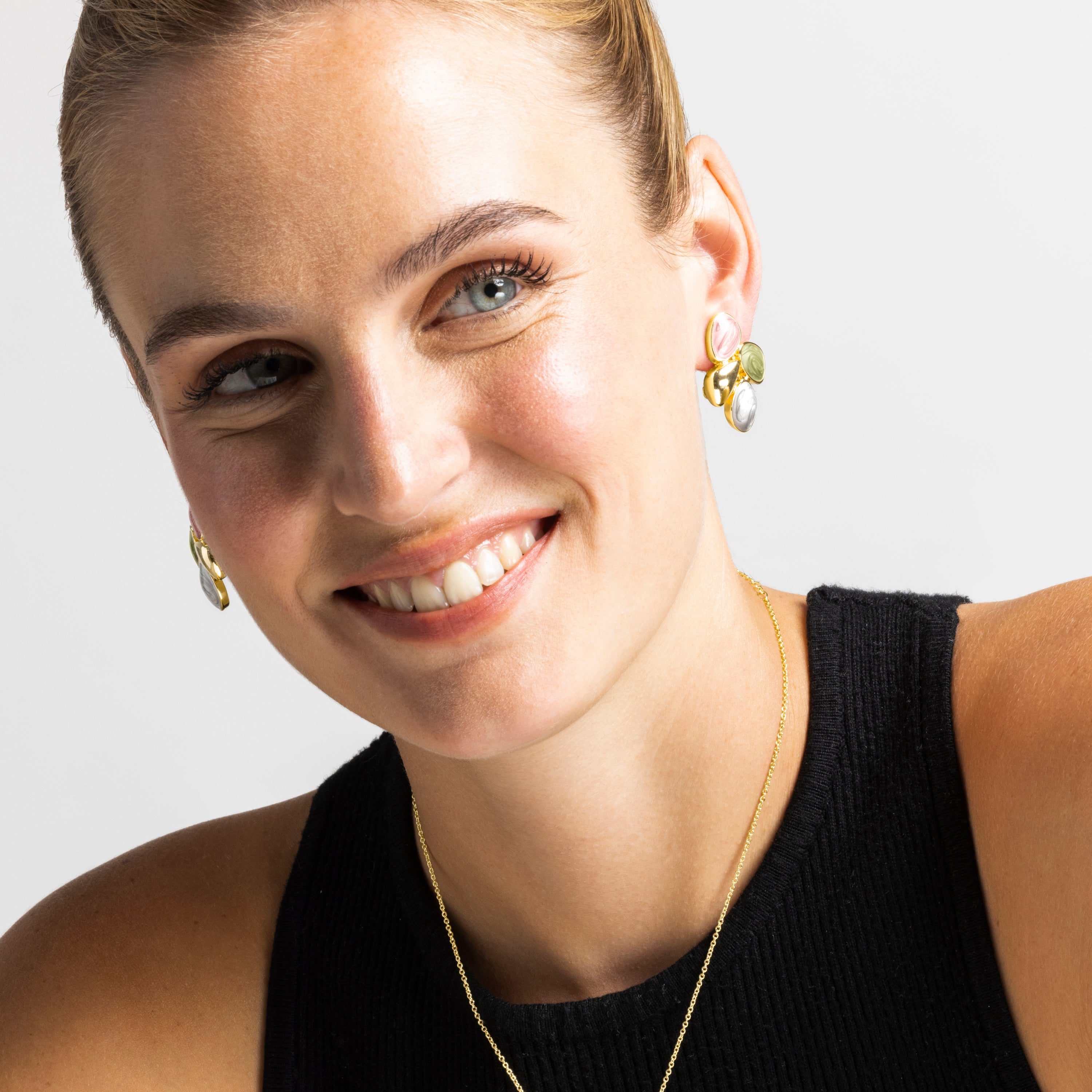 Multicolored Lacquered Earrings with 18k Gold Finish - Laido