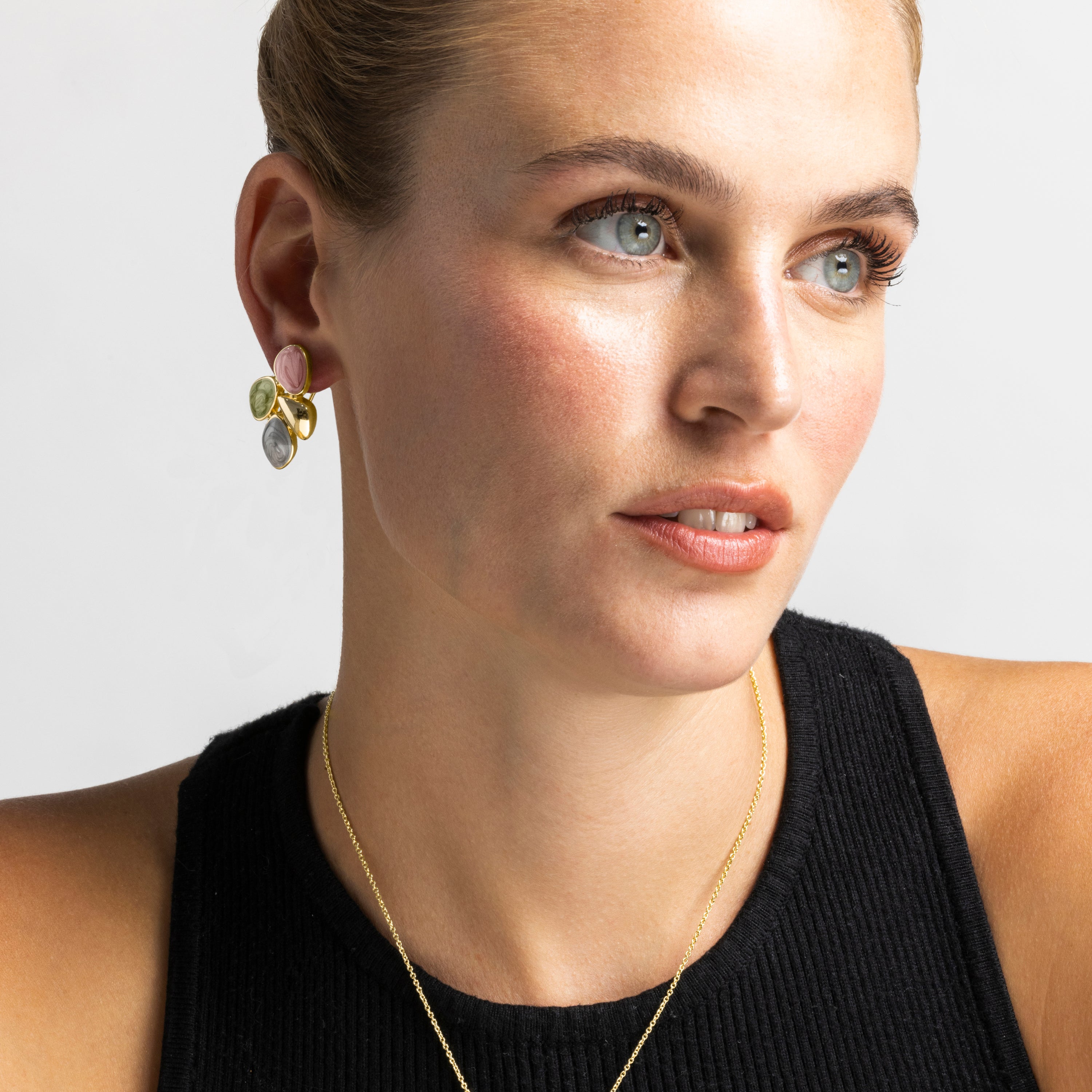 Multicolored Lacquered Earrings with 18k Gold Finish - Laido