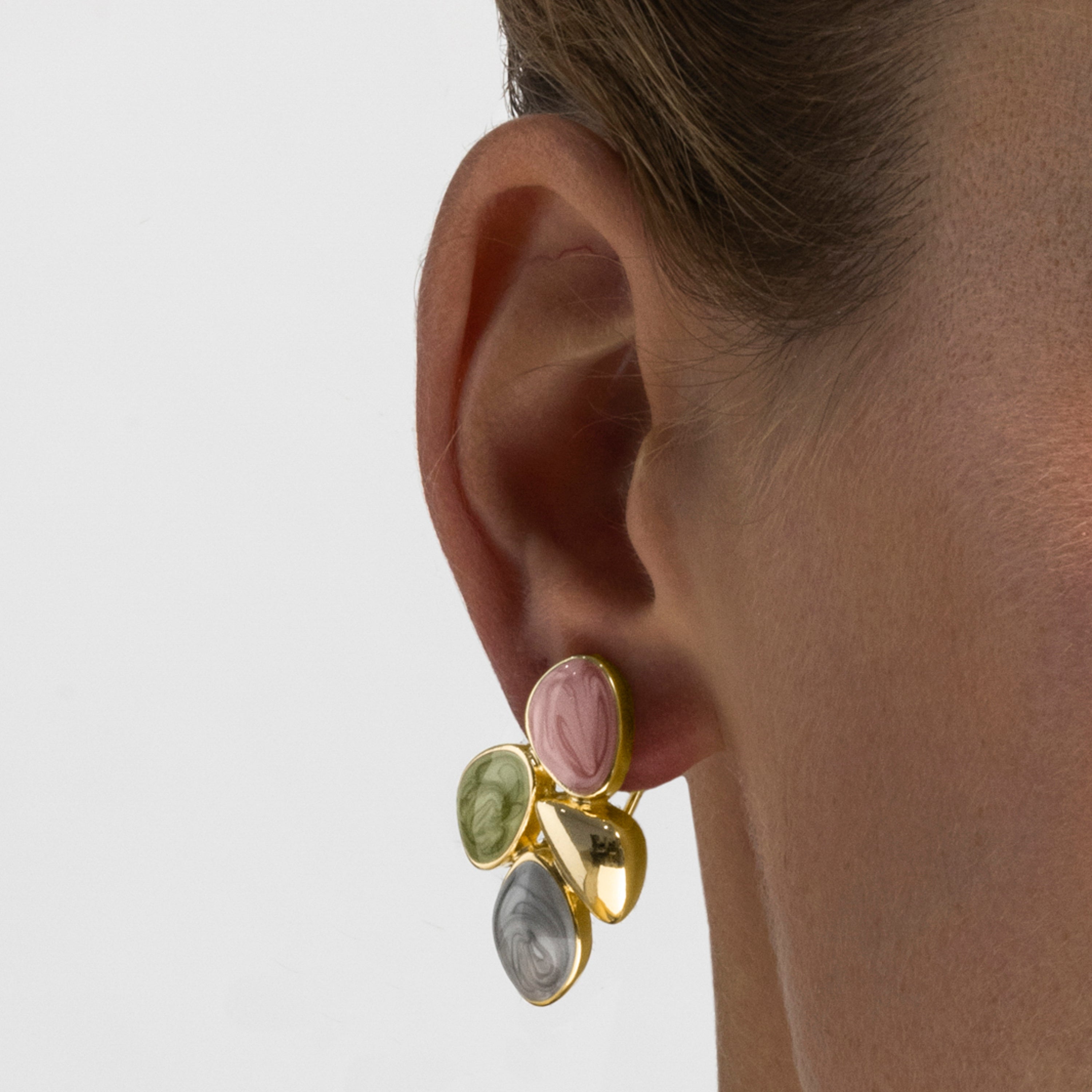 Multicolored Lacquered Earrings with 18k Gold Finish - Laido