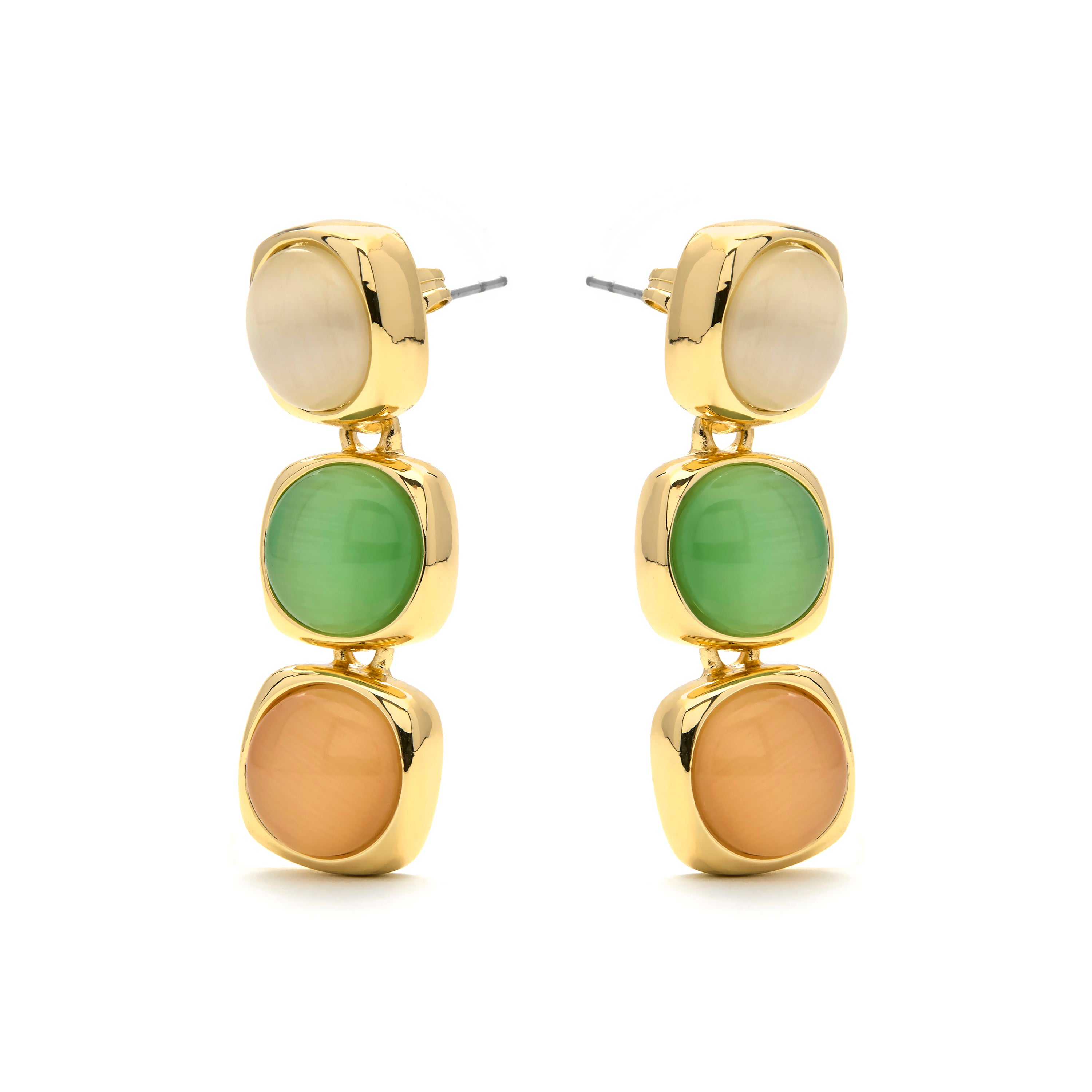 Pendientes con Ojo de Gato Multicolor acabado oro 18k - Shureo