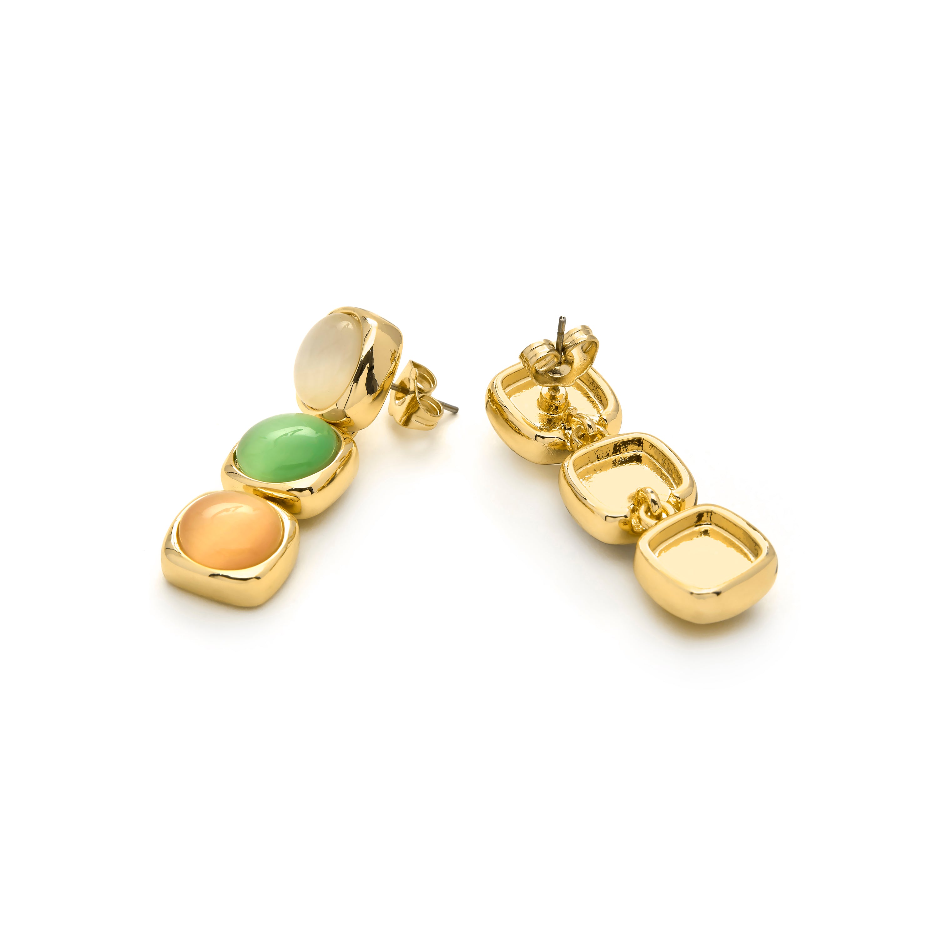 Pendientes con Ojo de Gato Multicolor acabado oro 18k - Shureo