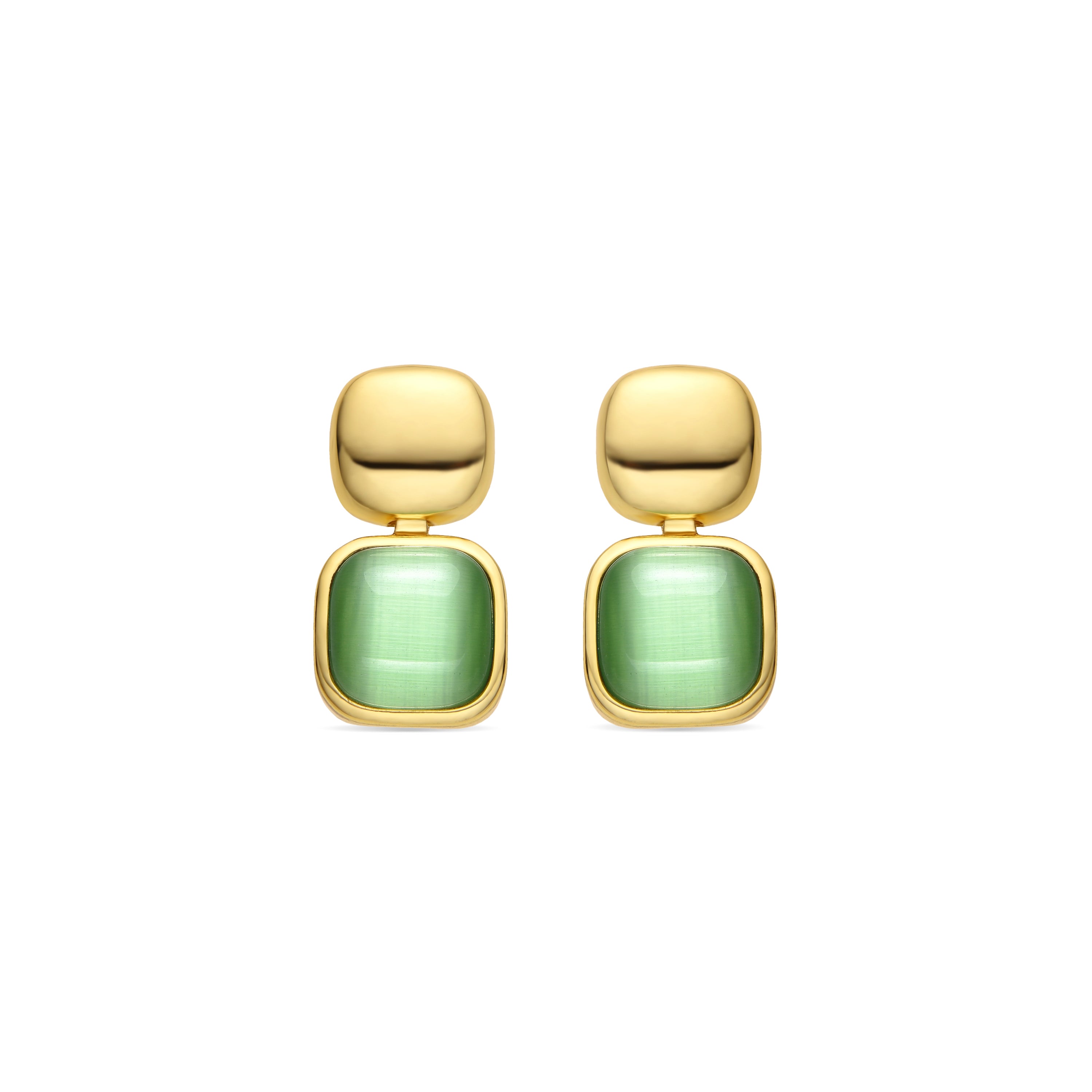 Ohrringe mit grünem Katzenauge, 18 Karat Gold-Finish - Laroi