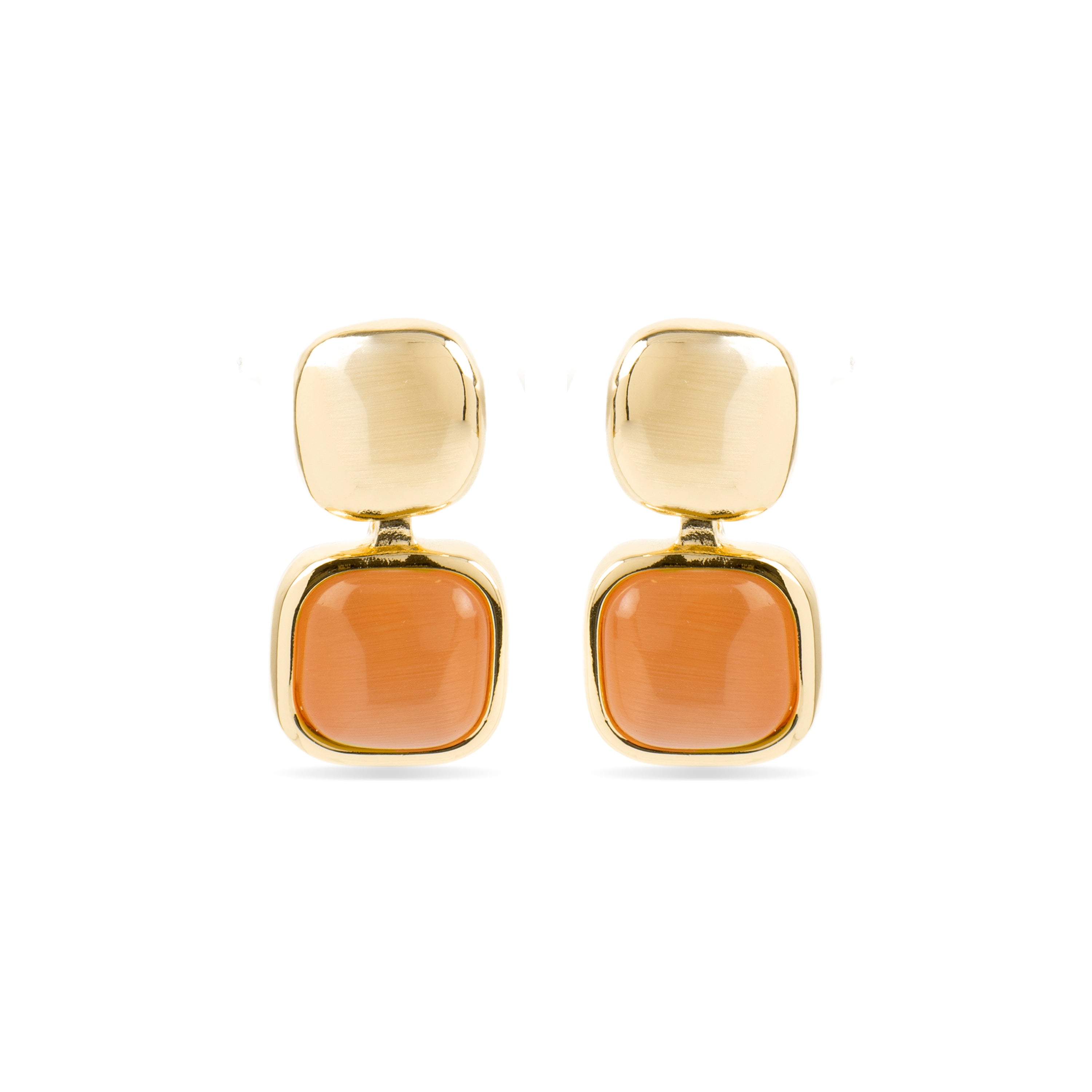 Pendientes con Ojo de Gato Naranja acabado oro 18k - Laroi
