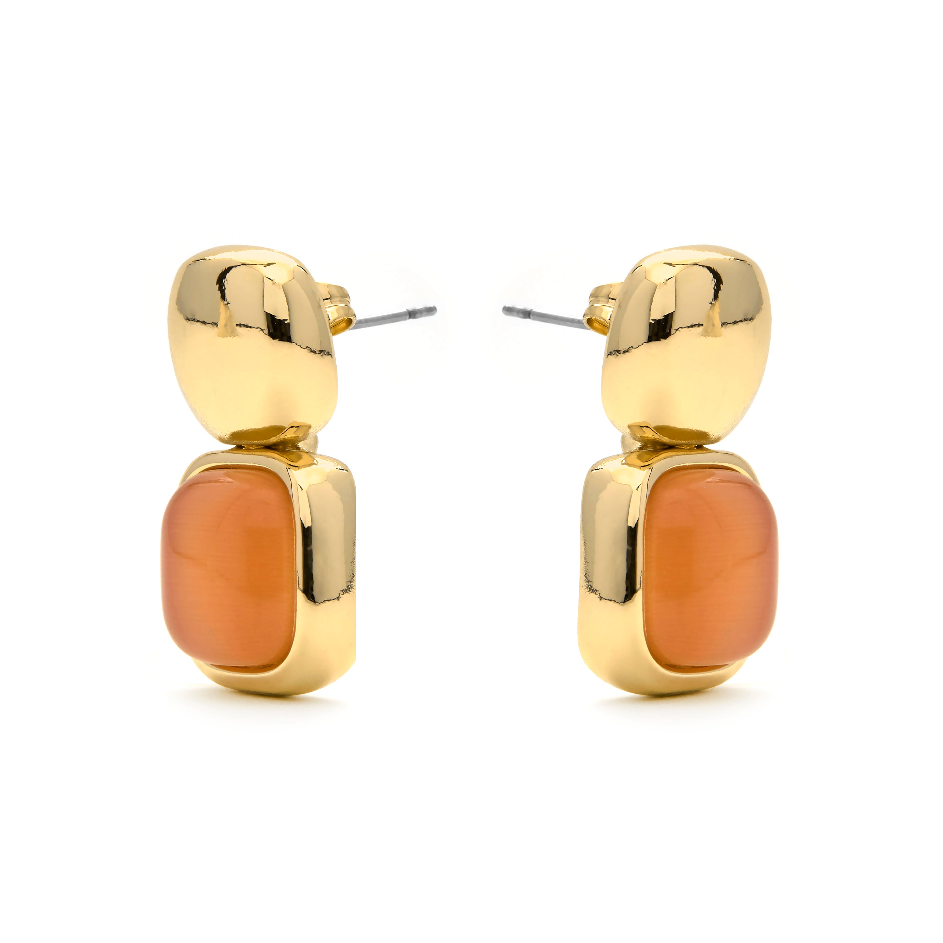 Orange Cat's Eye Earrings with 18k Gold Finish - Laroi
