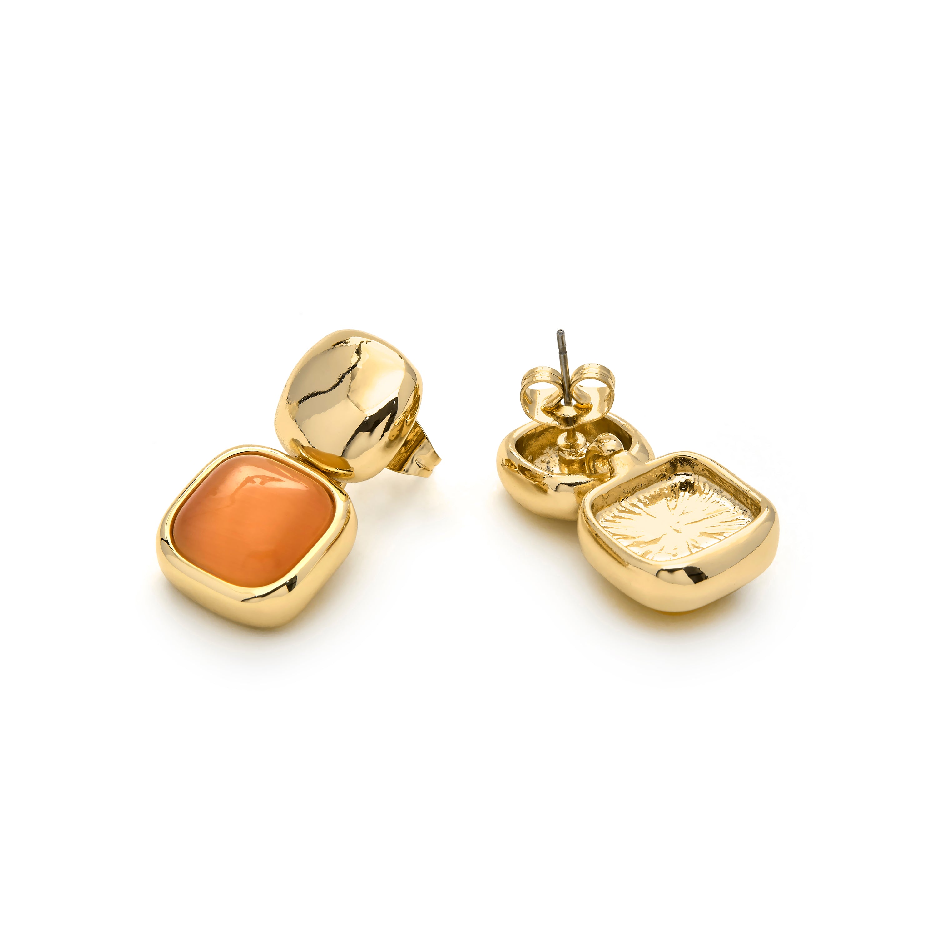 Orange Cat's Eye Earrings with 18k Gold Finish - Laroi