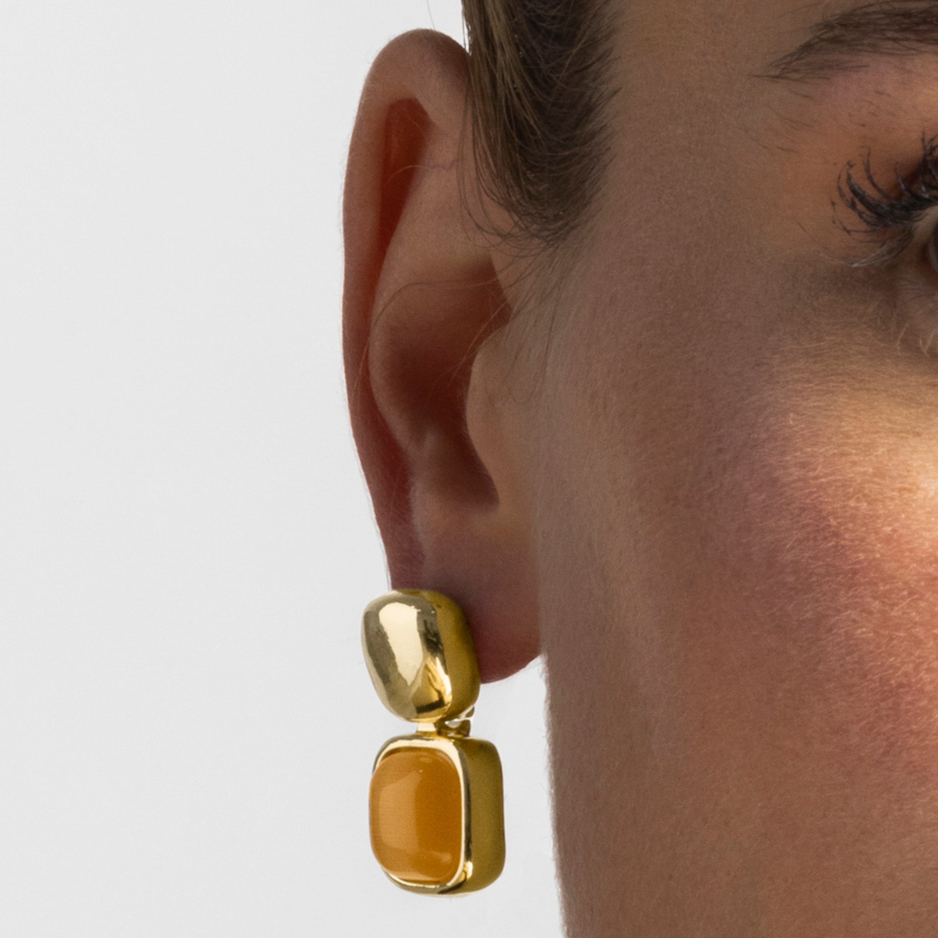 Orange Cat's Eye Earrings with 18k Gold Finish - Laroi