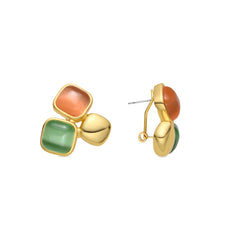 Multicolor Cat's Eye Earrings with 18k Gold Finish - Nuroa