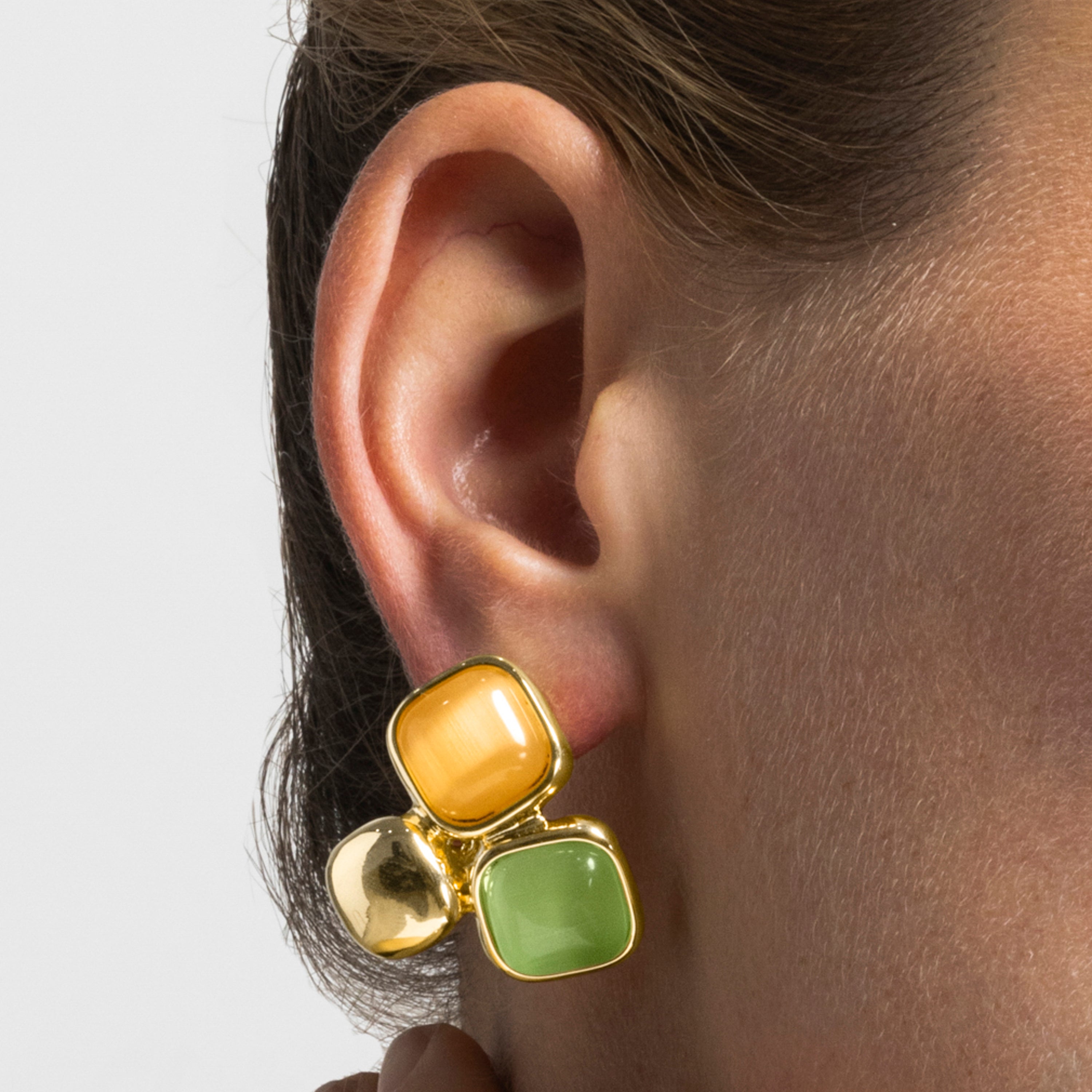 Multicolor Cat's Eye Earrings with 18k Gold Finish - Nuroa