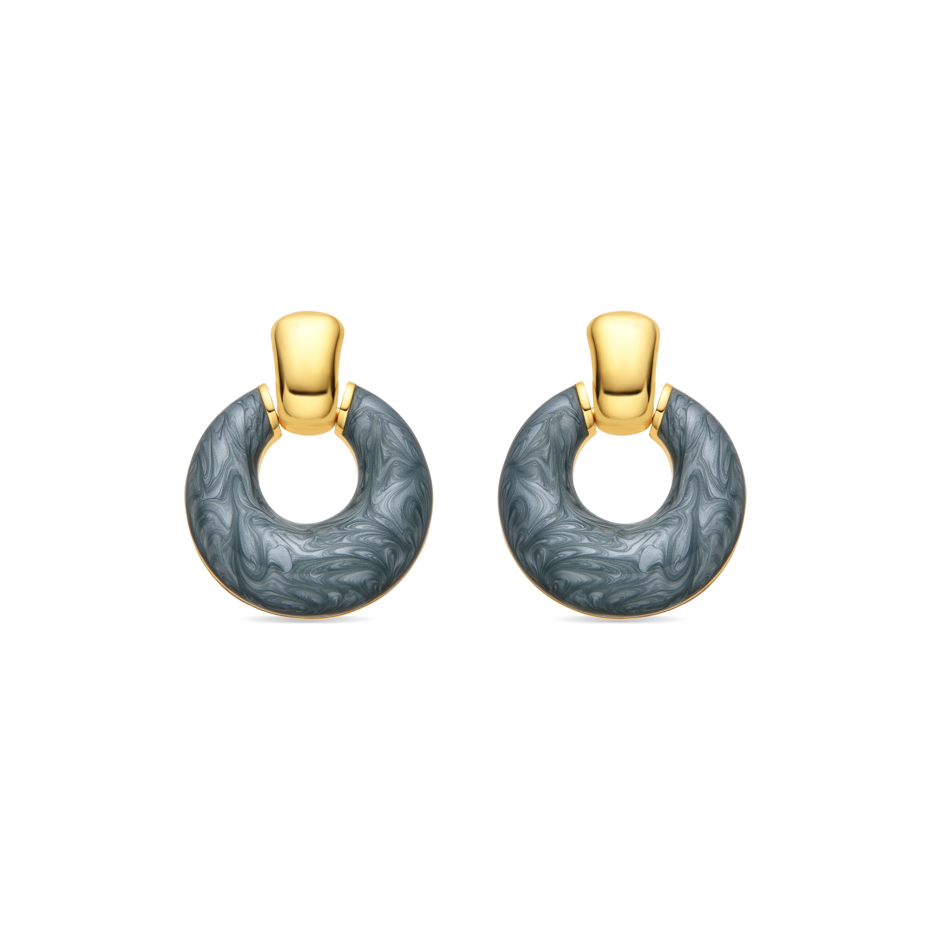 Earrings with Blue Lacquer finished in 18k gold - Fores