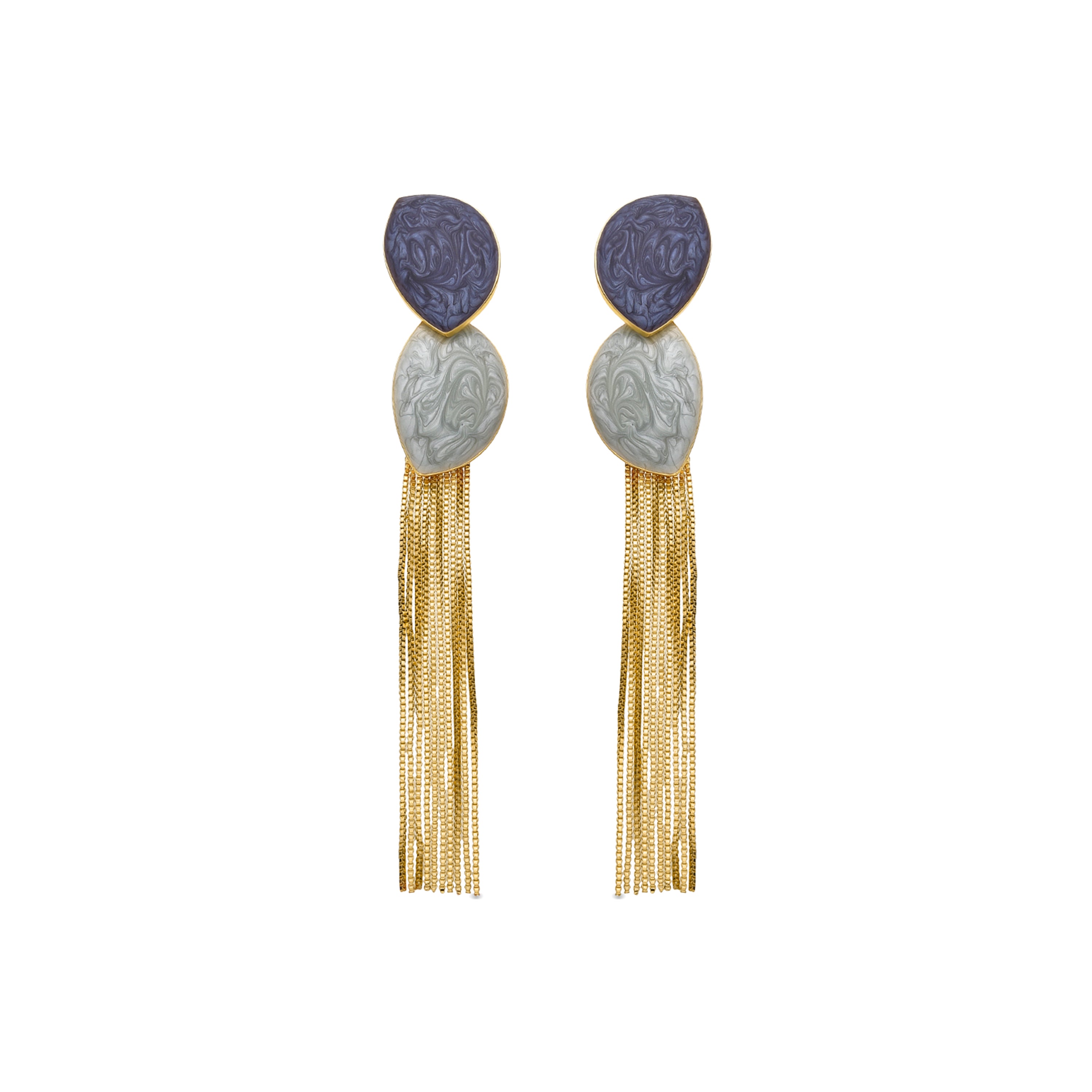 Earrings with Blue Lacquer finished in 18k gold - Gori