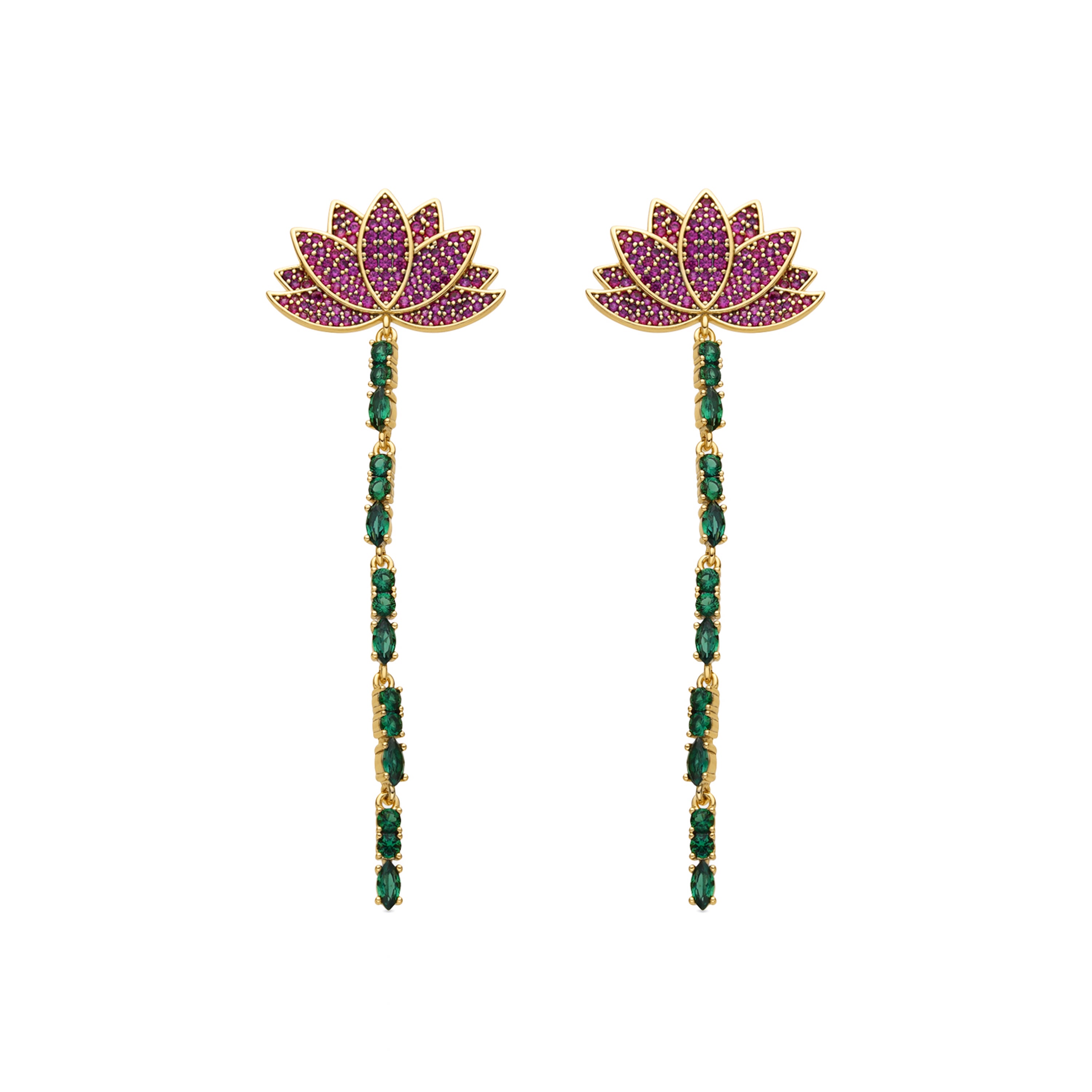 Ohrringe mit mehrfarbigen Zirkonia, 18 Karat Gold-Finish - Likme