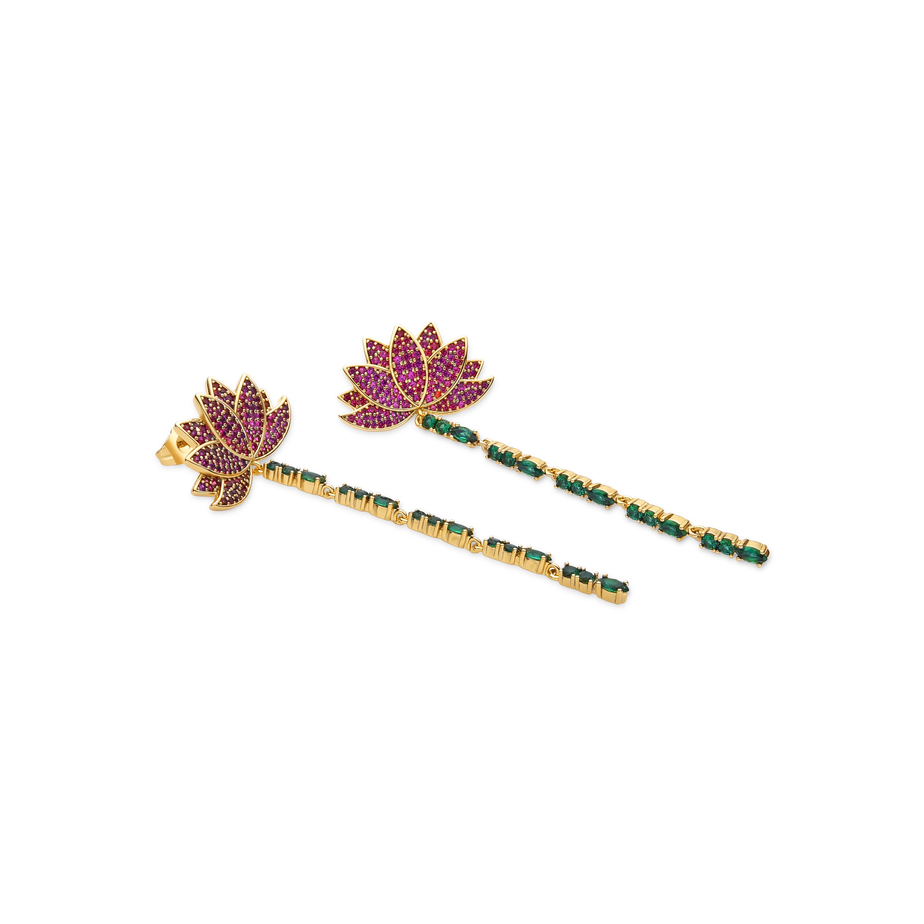Ohrringe mit mehrfarbigen Zirkonia, 18 Karat Gold-Finish - Likme