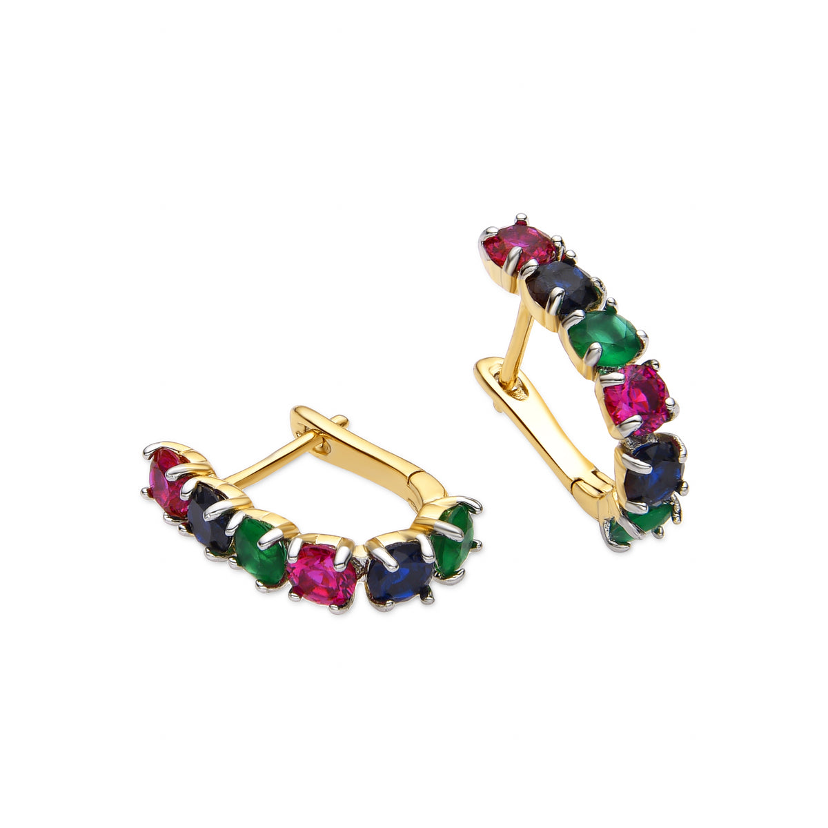 Multicolor Zirconia Earrings with 18k Gold Finish - Mehru