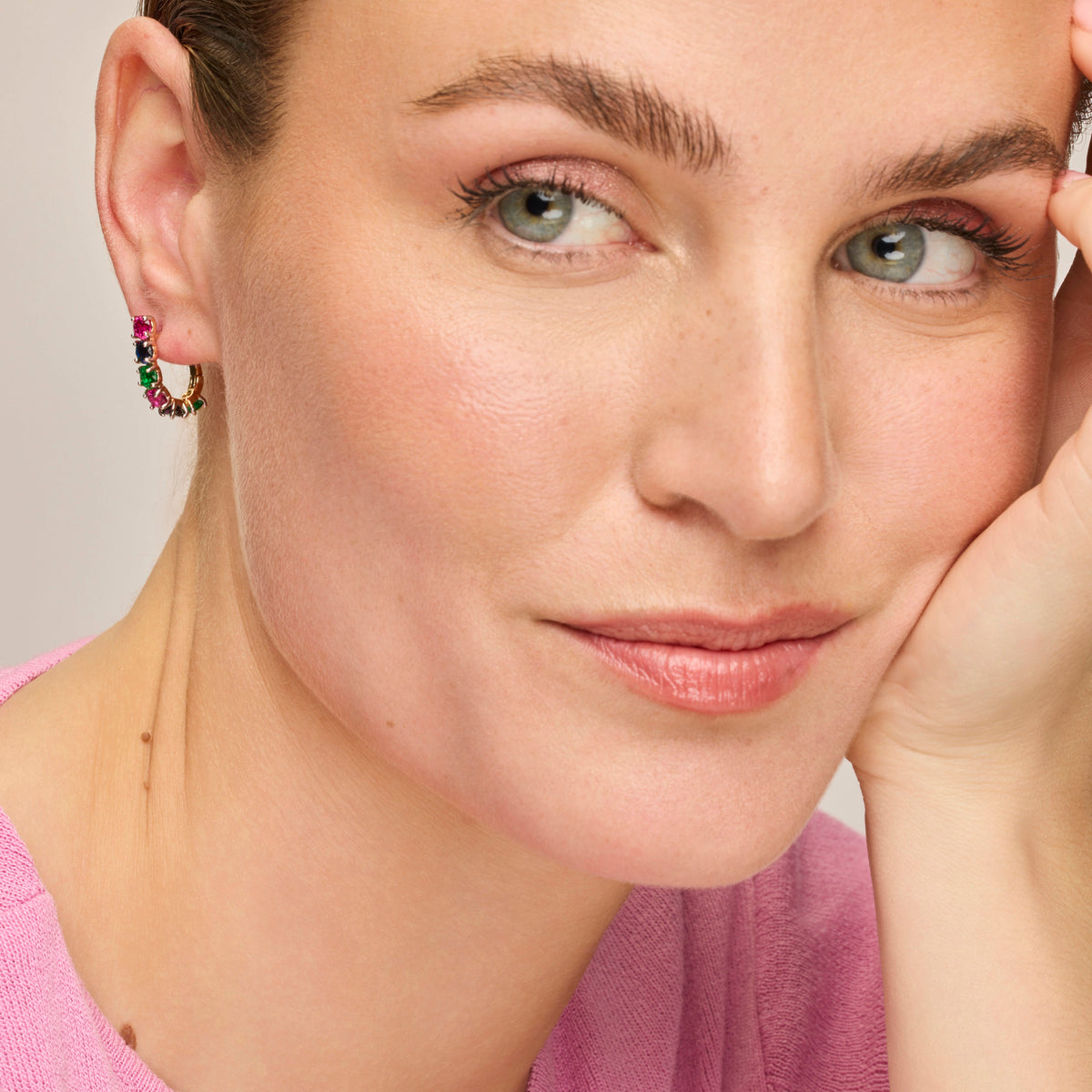 Multicolor Zirconia Earrings with 18k Gold Finish - Mehru