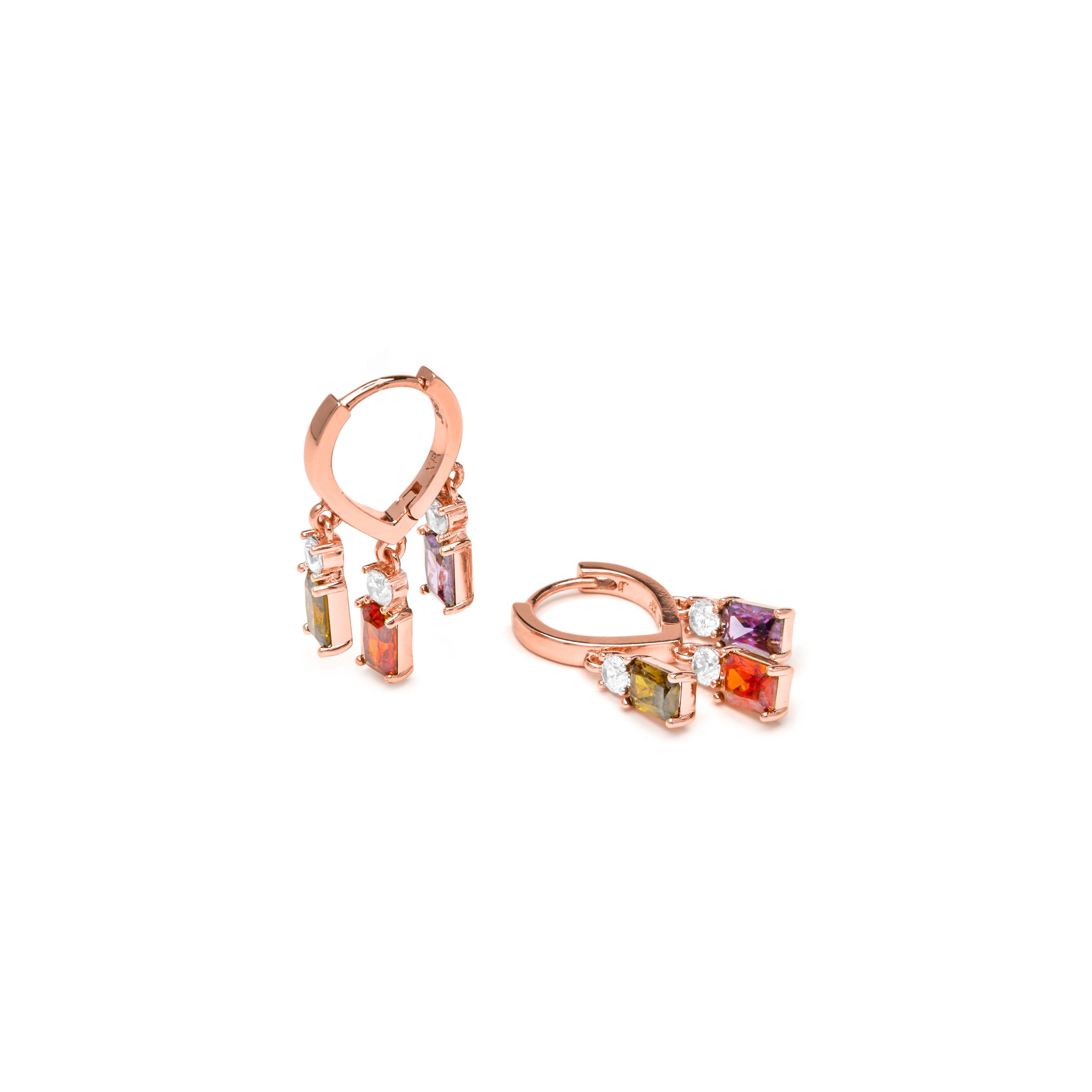 Ohrringe mit mehrfarbigen Zirkonien, 18k gelbgoldfarbenes Finish - Lanik