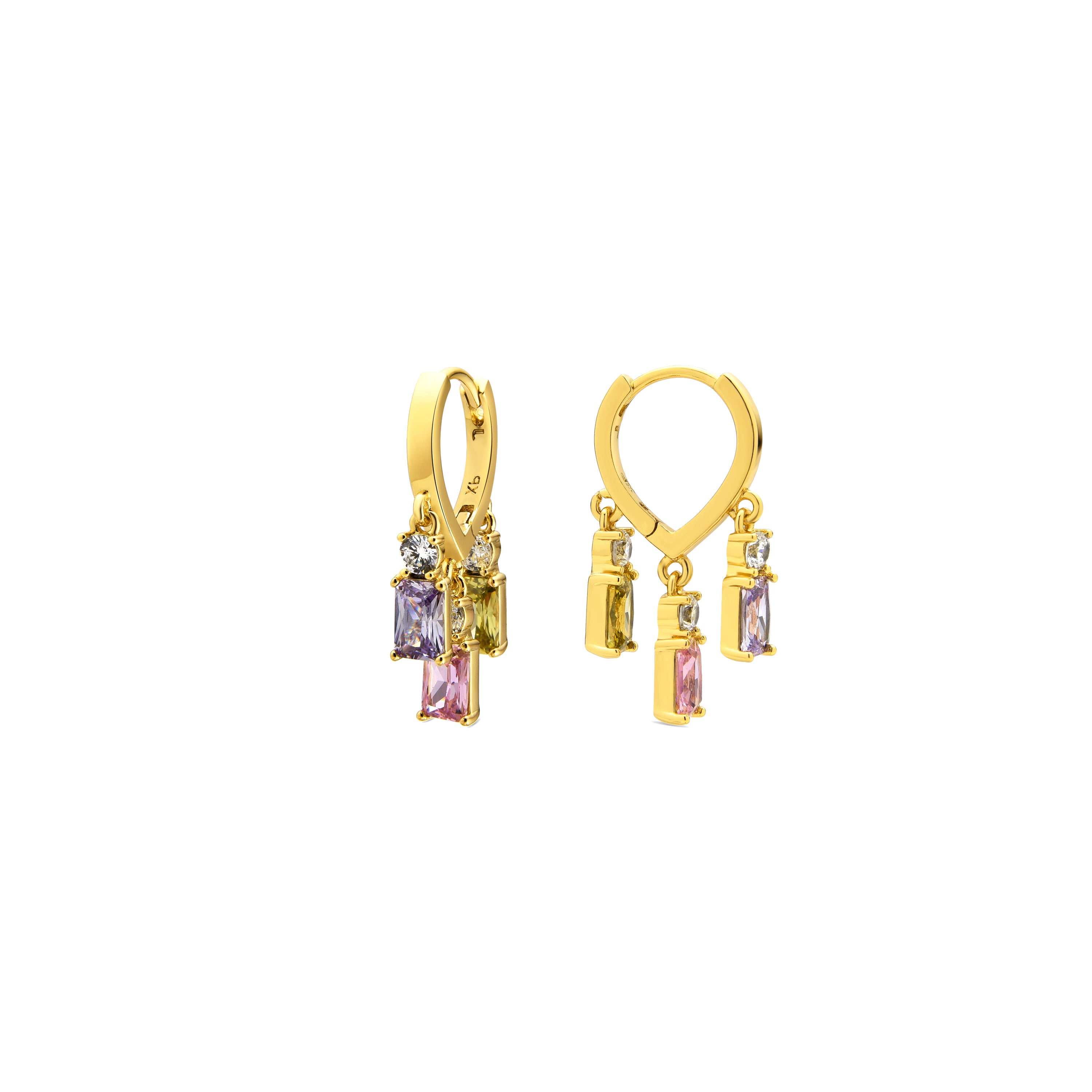 Brincos com Zircónia Multicolor acabamento em ouro 18k - Lanik