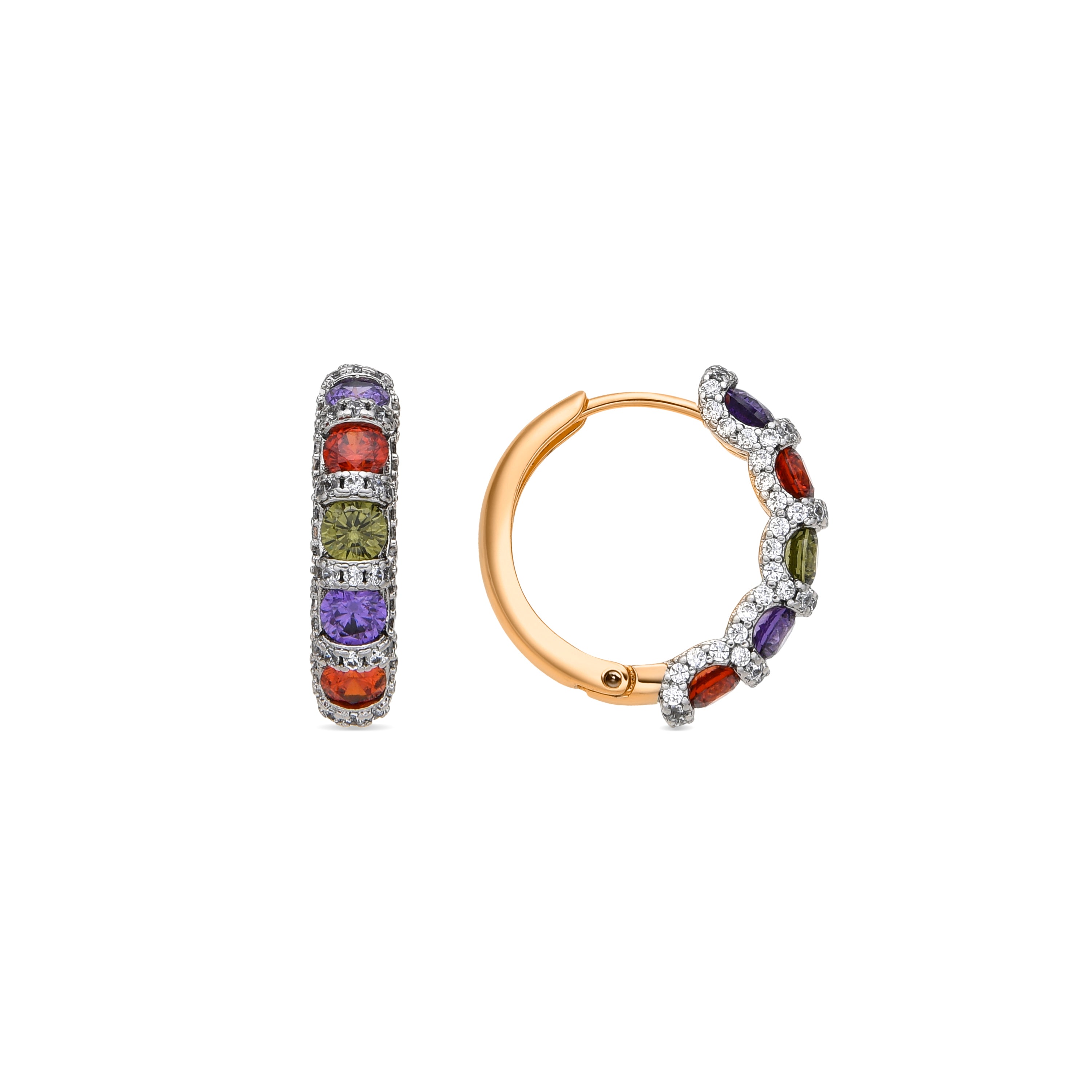 Earrings with multicolor Zirconia 18k yellow gold finish - Yrat