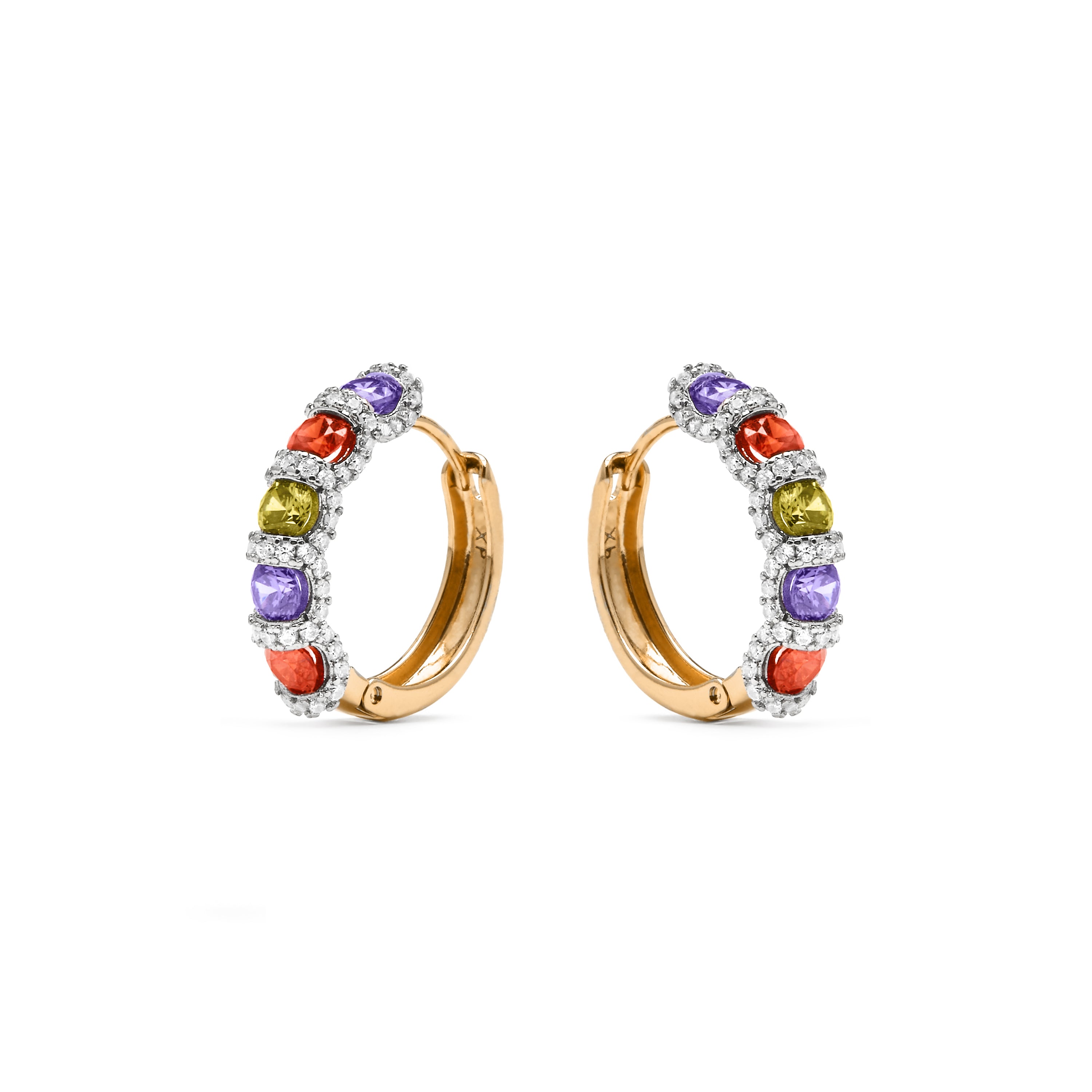 Earrings with multicolor Zirconia 18k yellow gold finish - Yrat