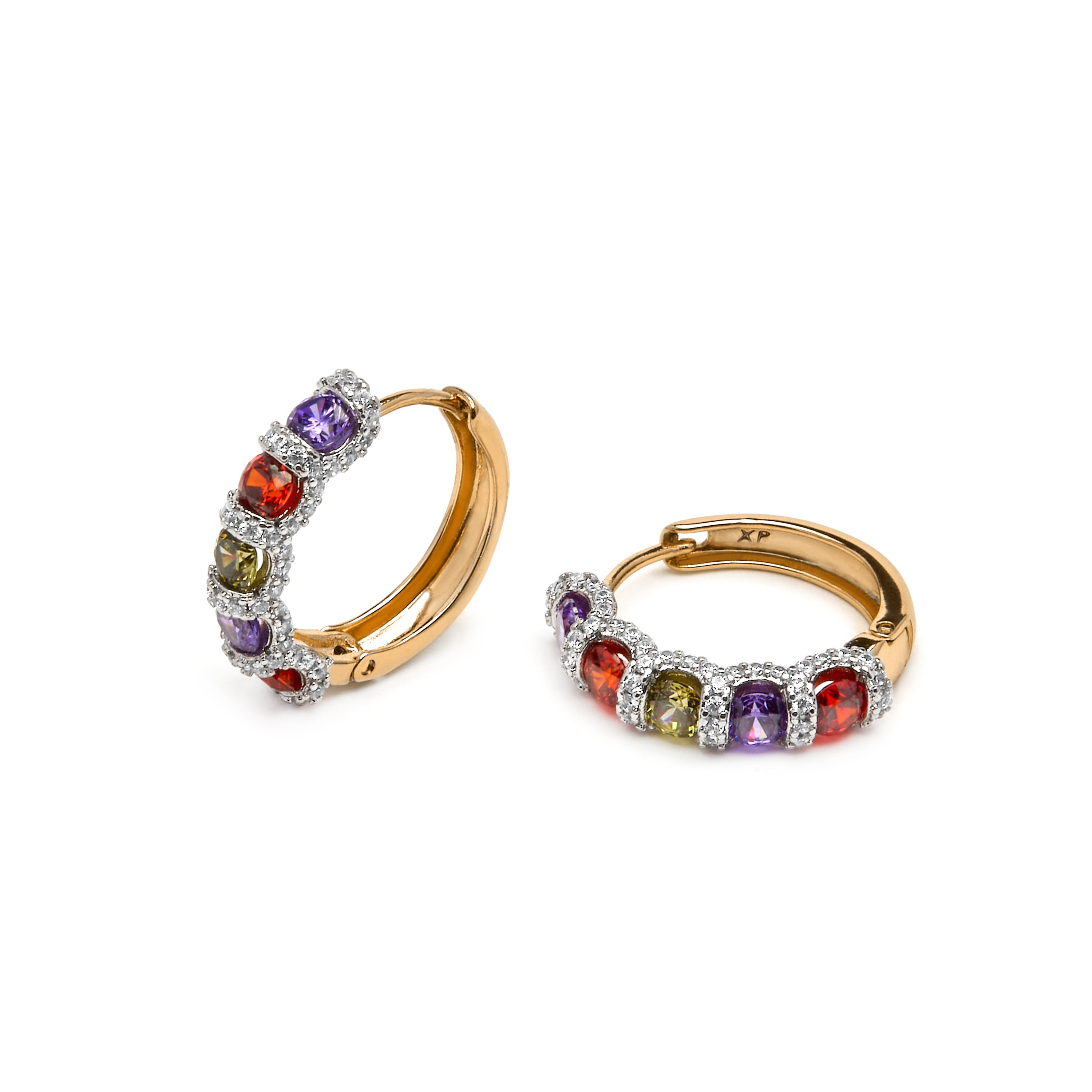 Earrings with multicolor Zirconia 18k yellow gold finish - Yrat