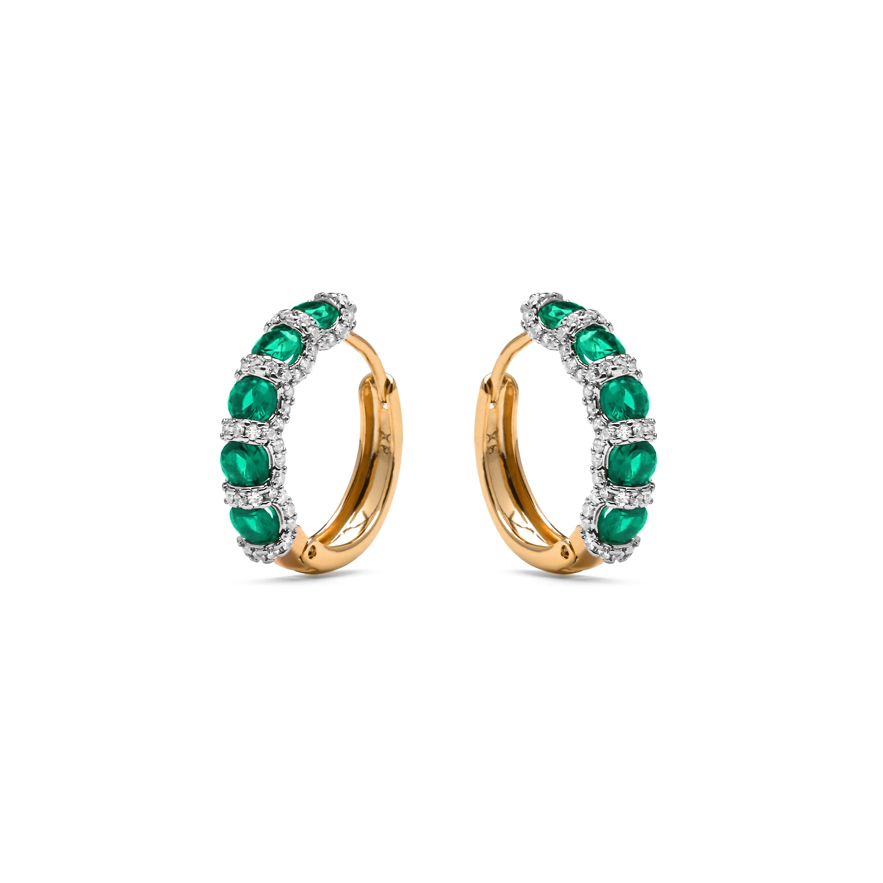 Pendientes con Circonita esmeralda acabado oro amarillo 18k - Yrat