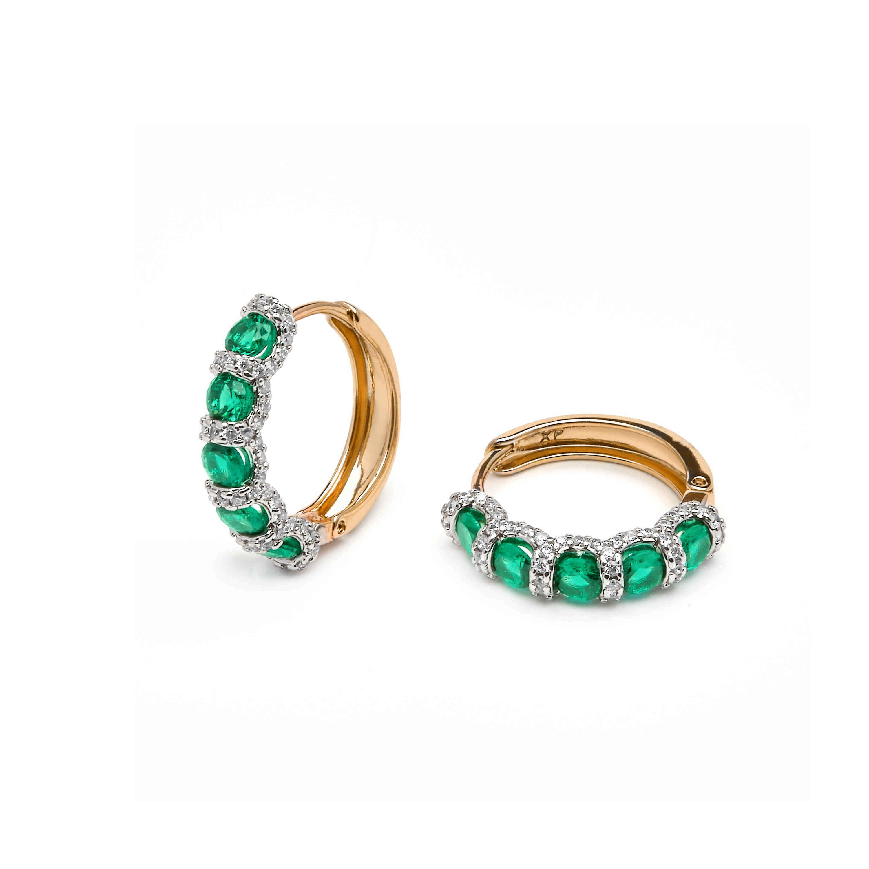 Pendientes con Circonita esmeralda acabado oro amarillo 18k - Yrat