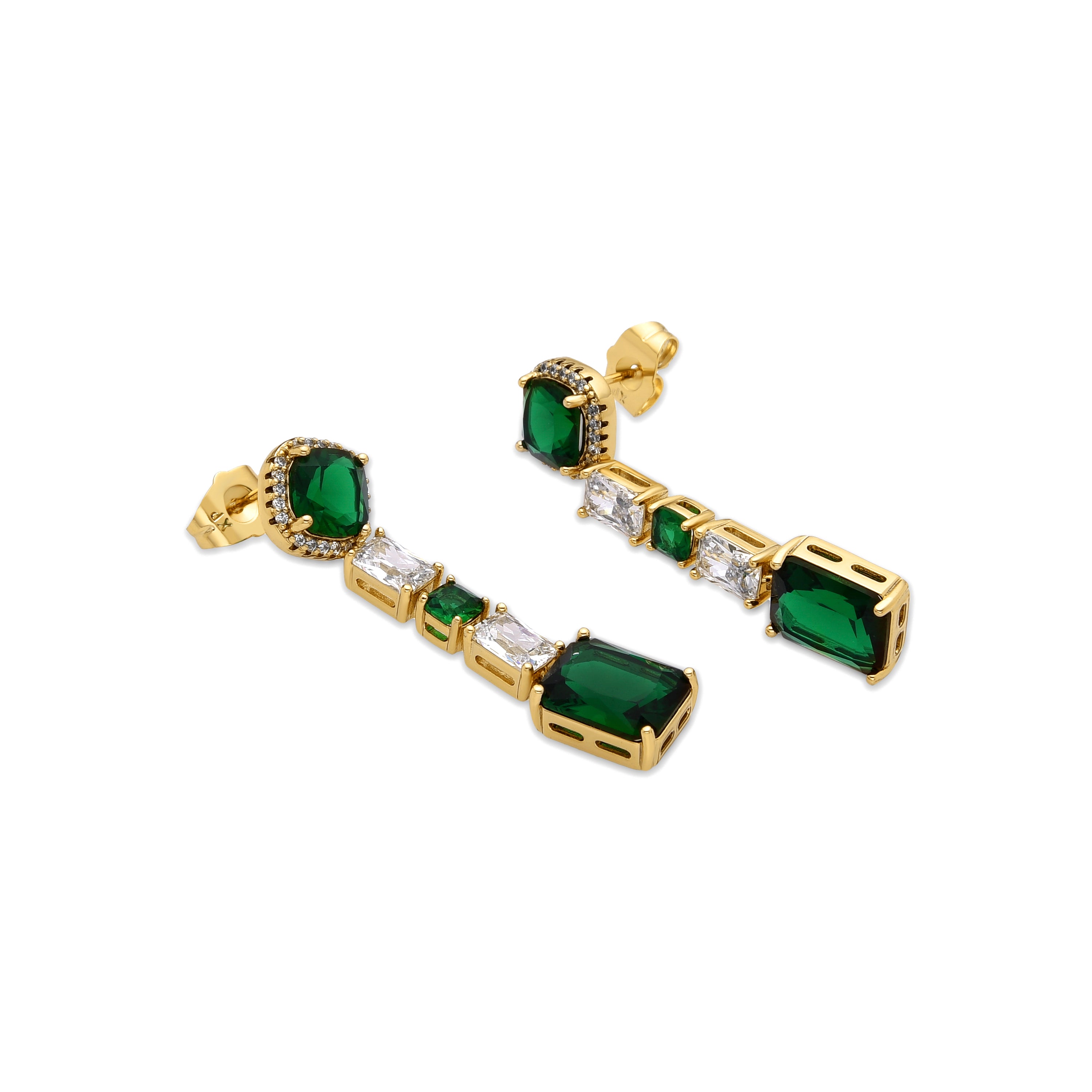 Pendientes con Circonita Esmeralda acabado oro 18k - Layzy