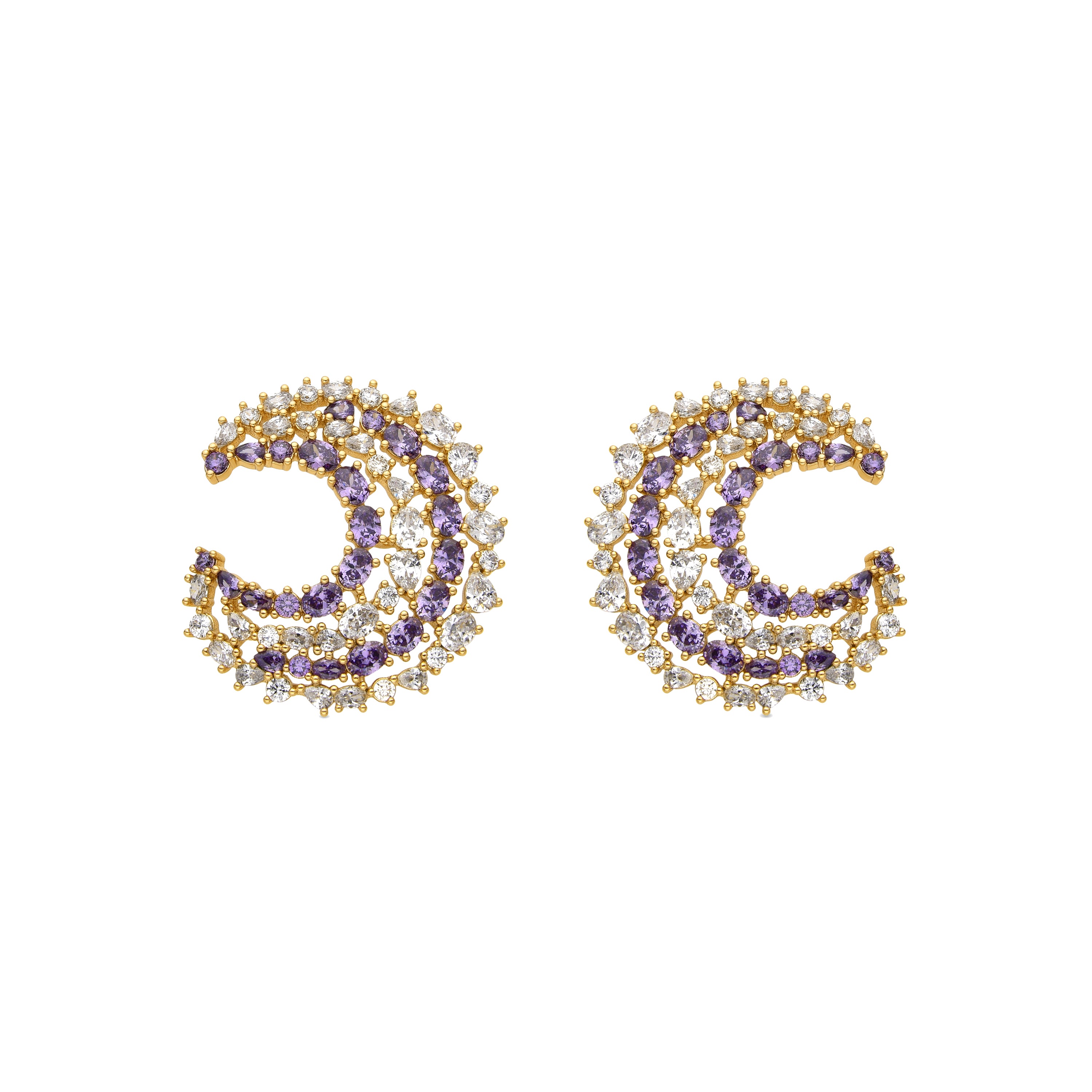 Brincos com Zircónia Multicolor acabamento em ouro 18k - Abdos