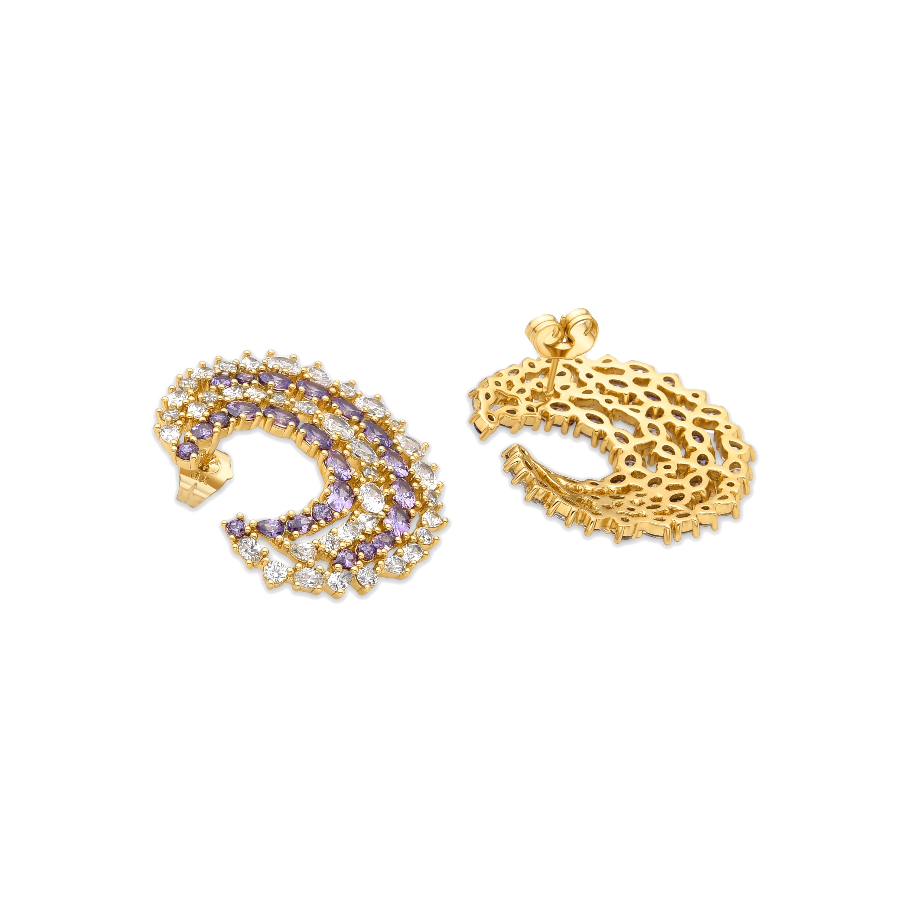 Brincos com Zircónia Multicolor acabamento em ouro 18k - Abdos