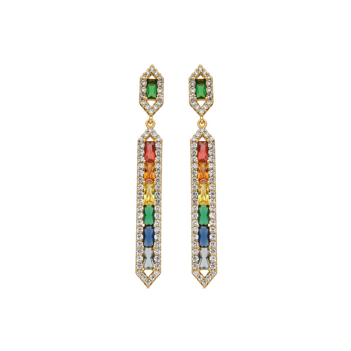 Pendientes con Circonita Multicolor acabado oro 18k - Brima