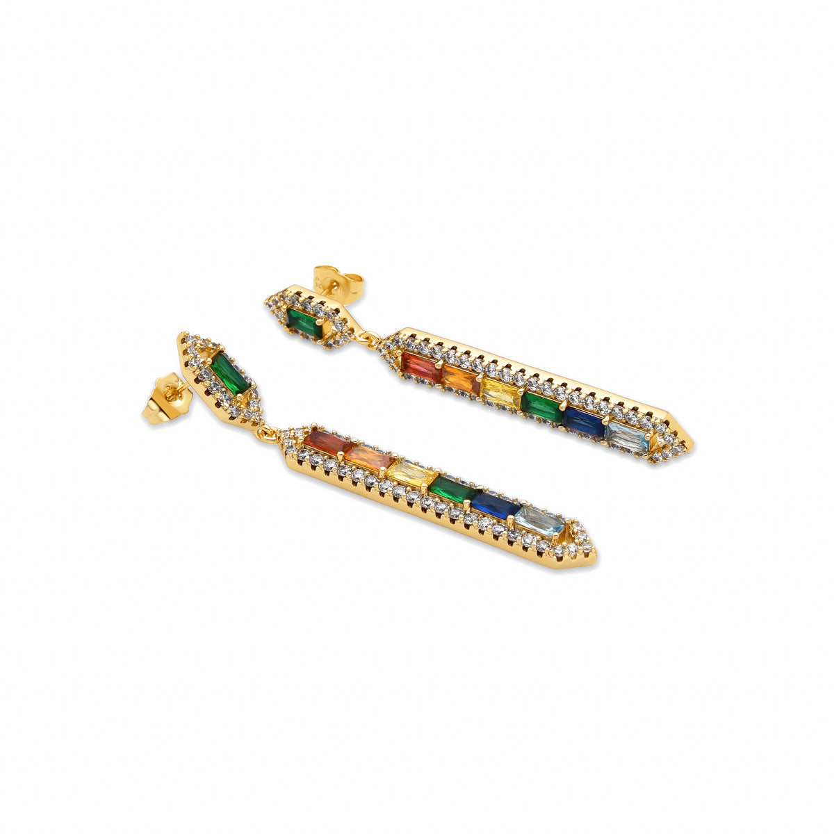 Pendientes con Circonita Multicolor acabado oro 18k - Brima