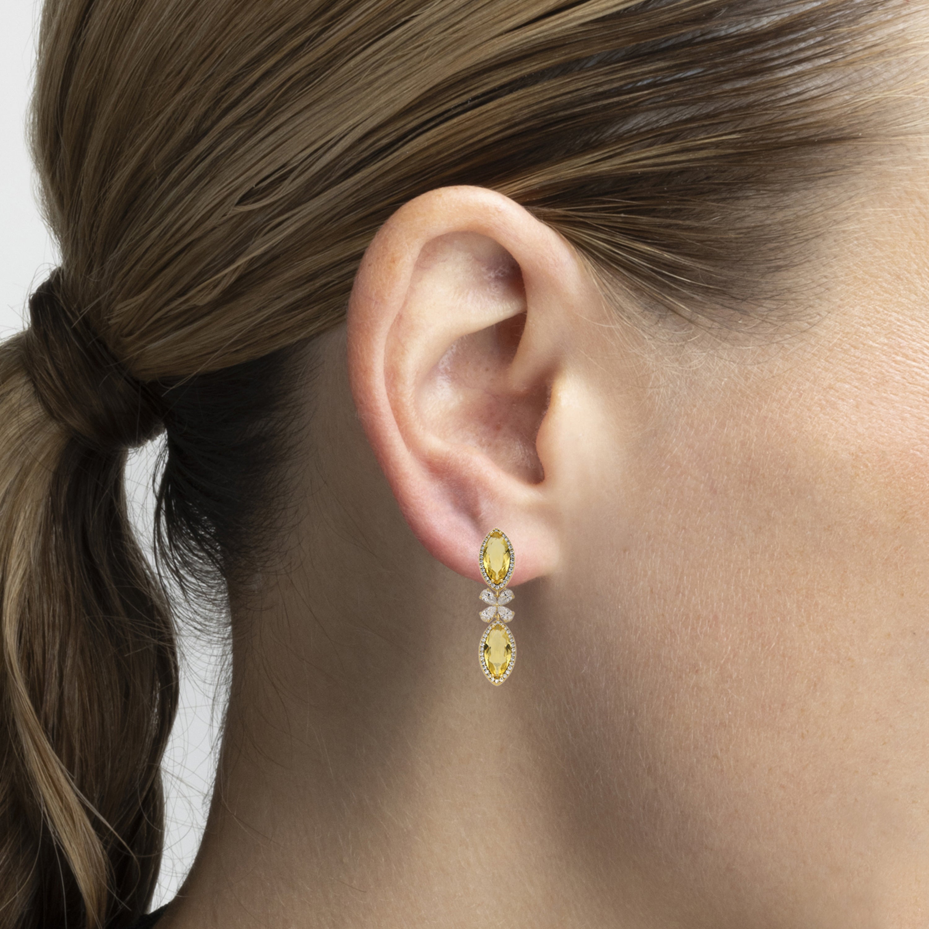 Ohrringe mit Padparadscha, 18k Gold-Finish - Dimeo