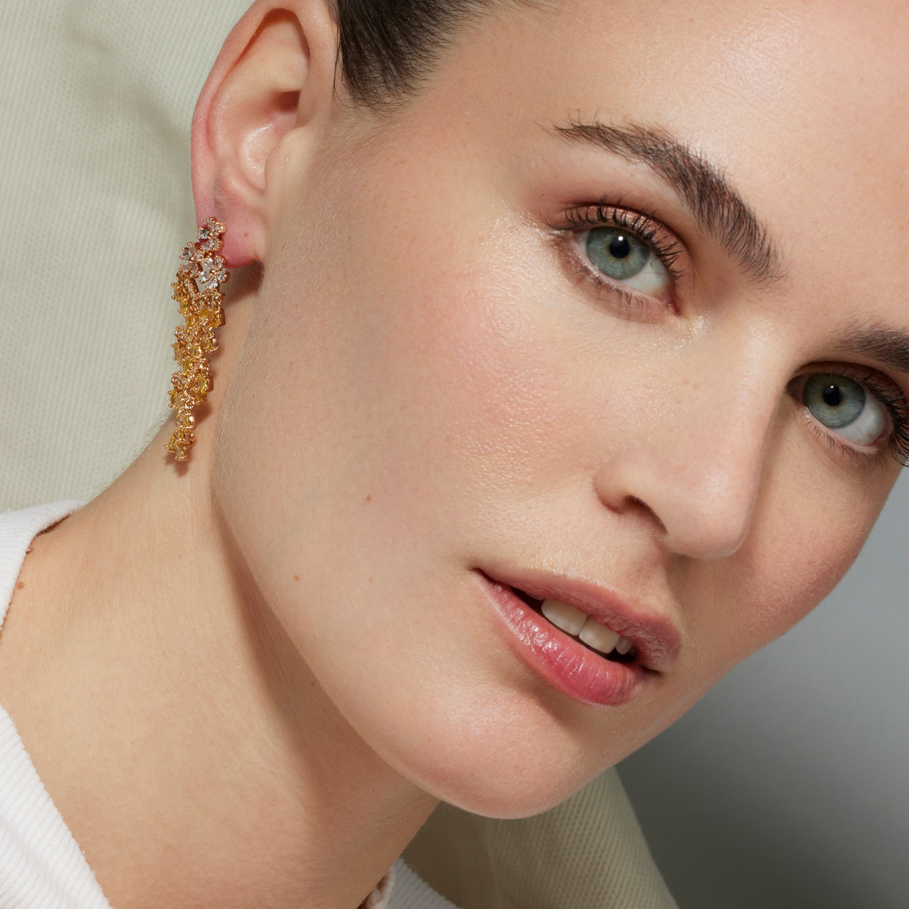 Ohrringe mit Padparadscha, 18k Gold-Finish - Heweo