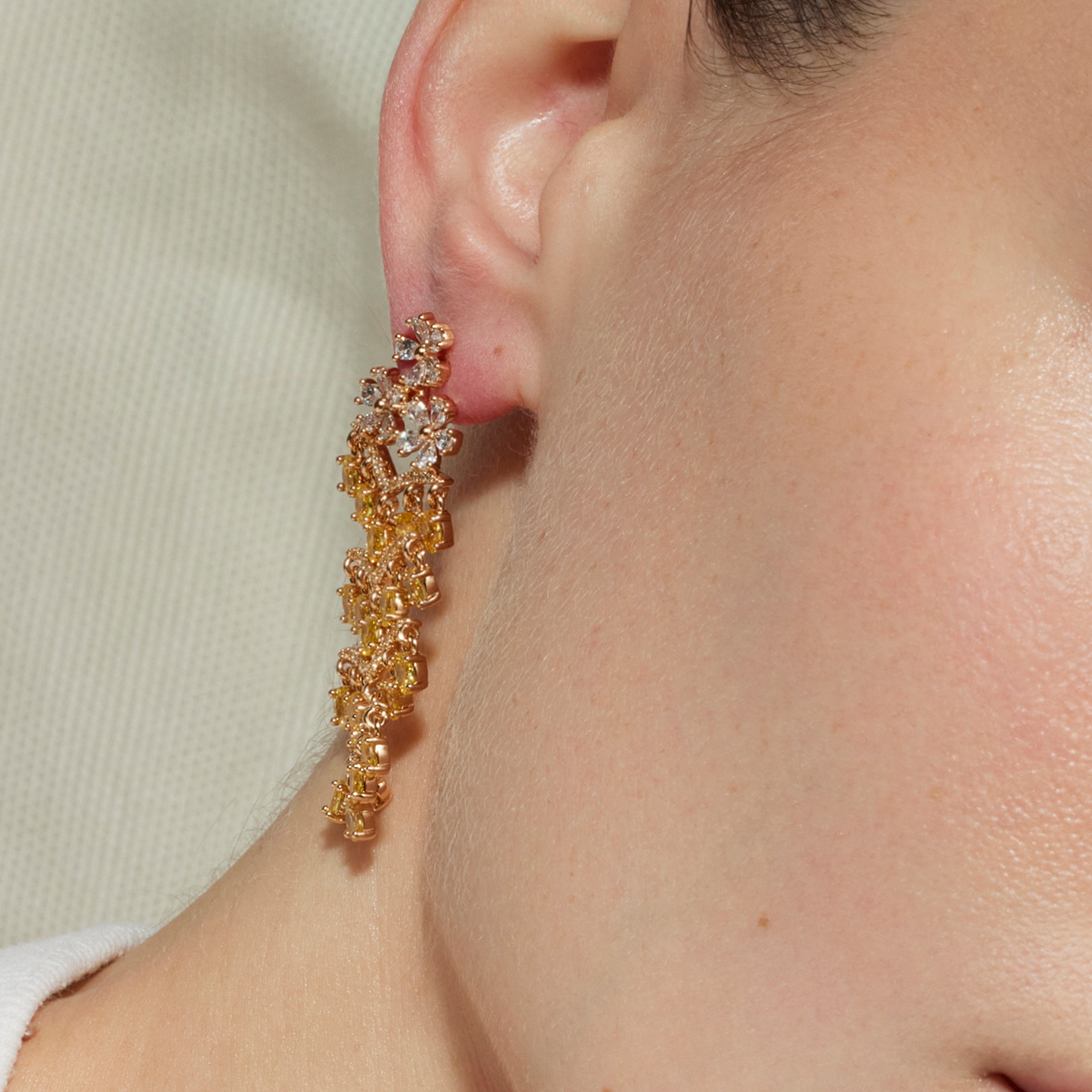 Ohrringe mit Padparadscha, 18k Gold-Finish - Heweo