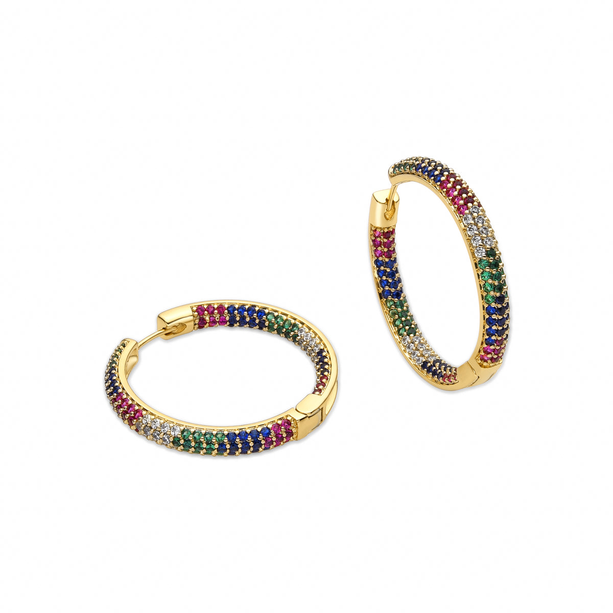 Pendientes con Circonita Multicolor acabado plata - Zanki