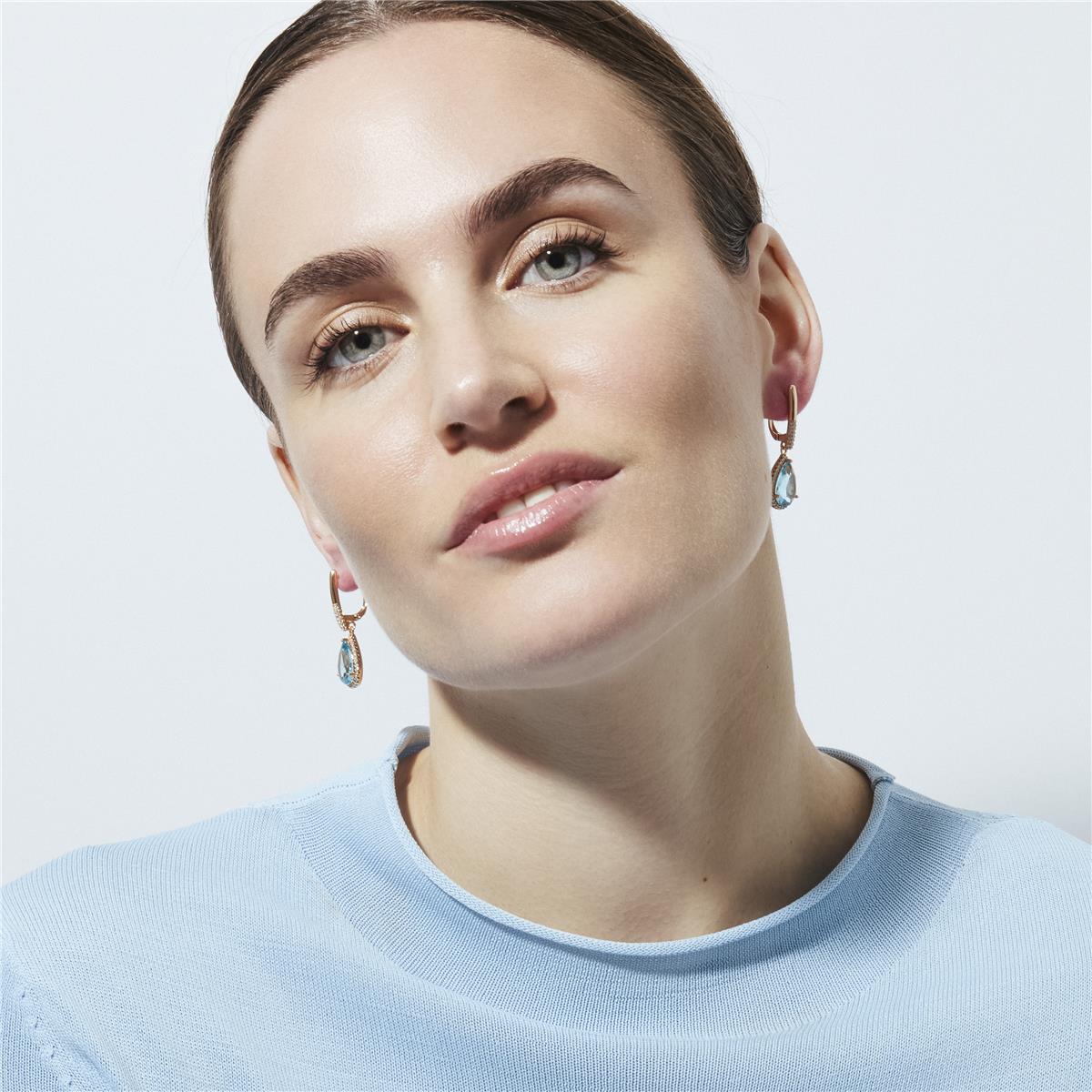 Aquamarine Cubic Zirconia Earrings finished in 18k yellow gold - Dota