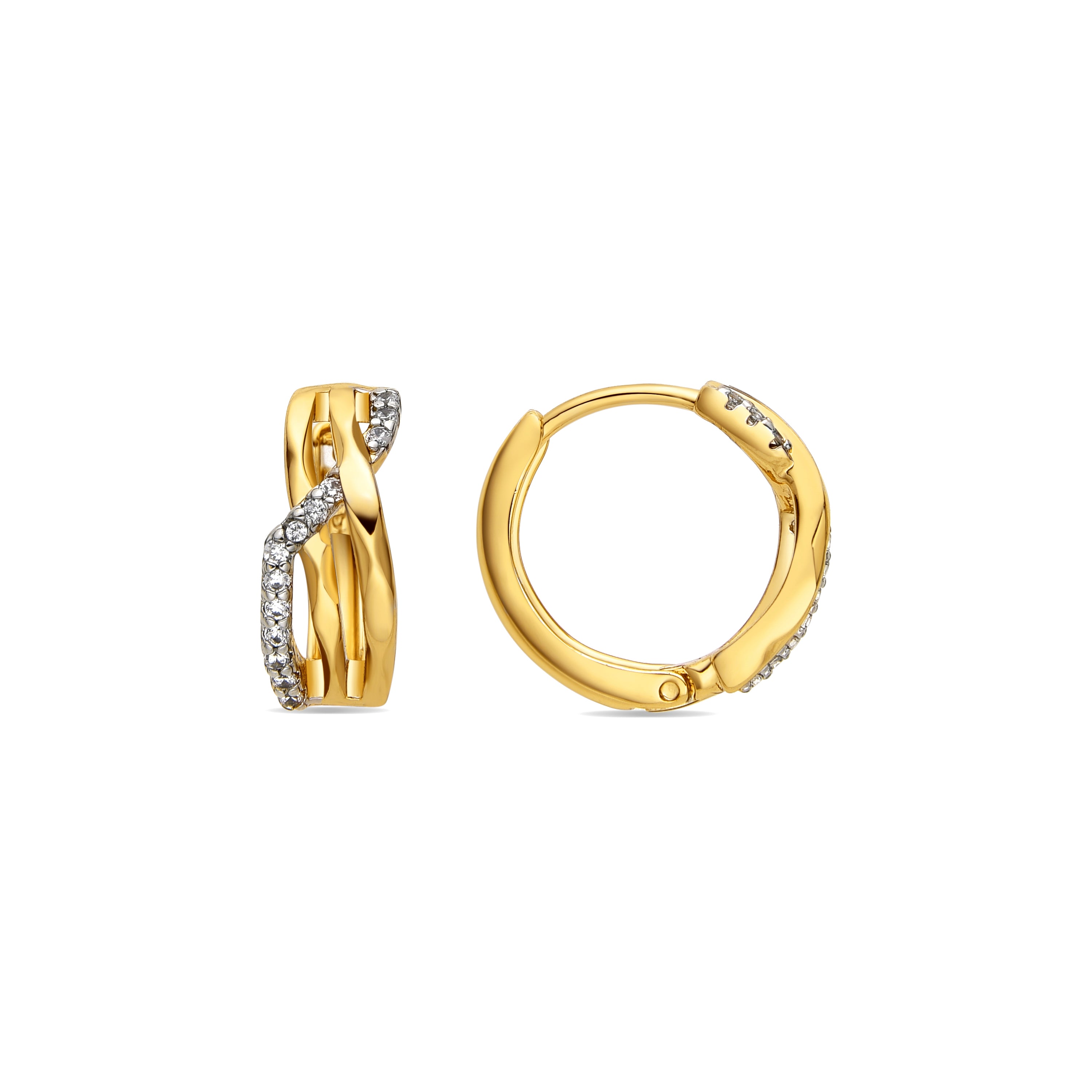 Earrings with Brilliant Zirconia finished in 18k gold - Lonte