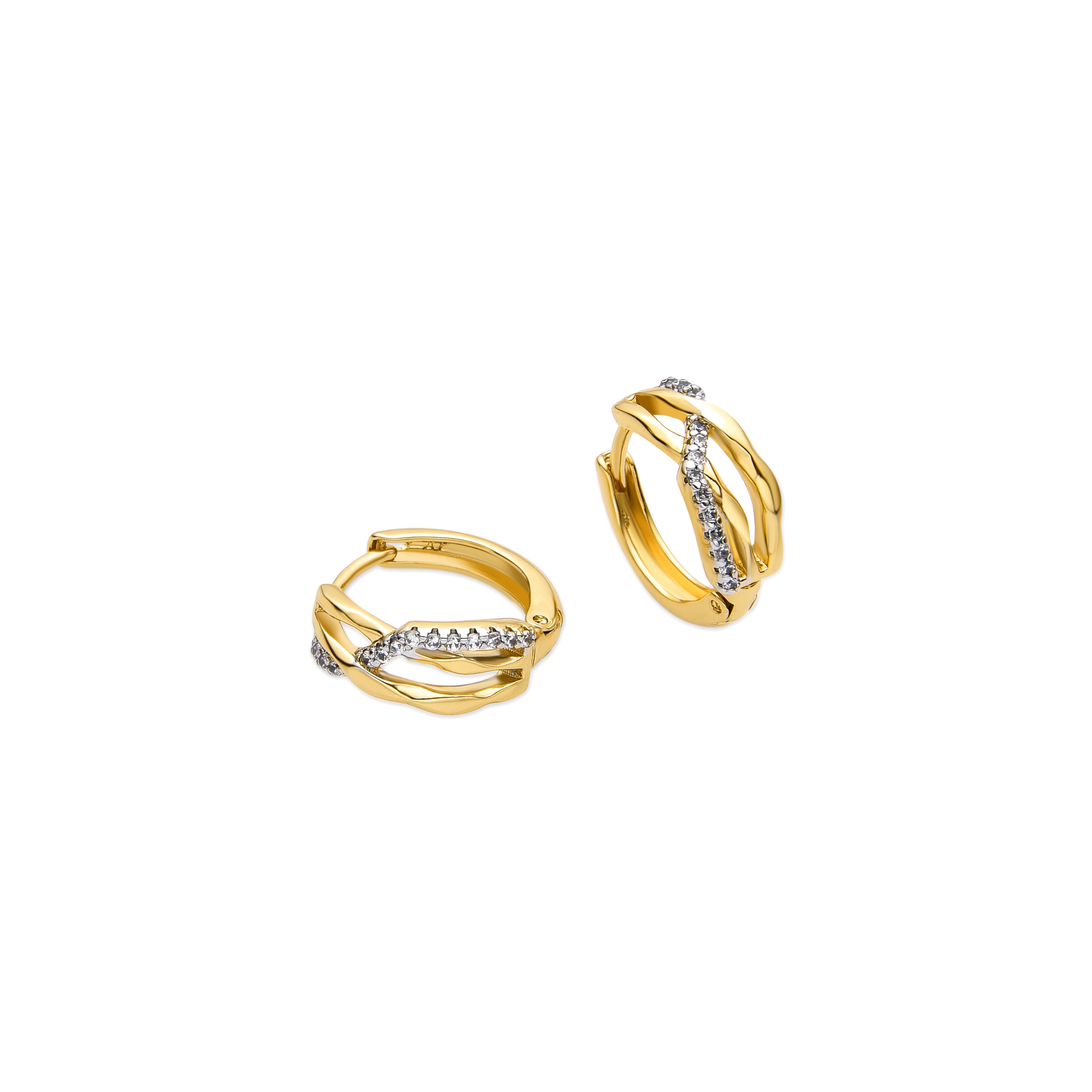 Earrings with Brilliant Zirconia finished in 18k gold - Lonte