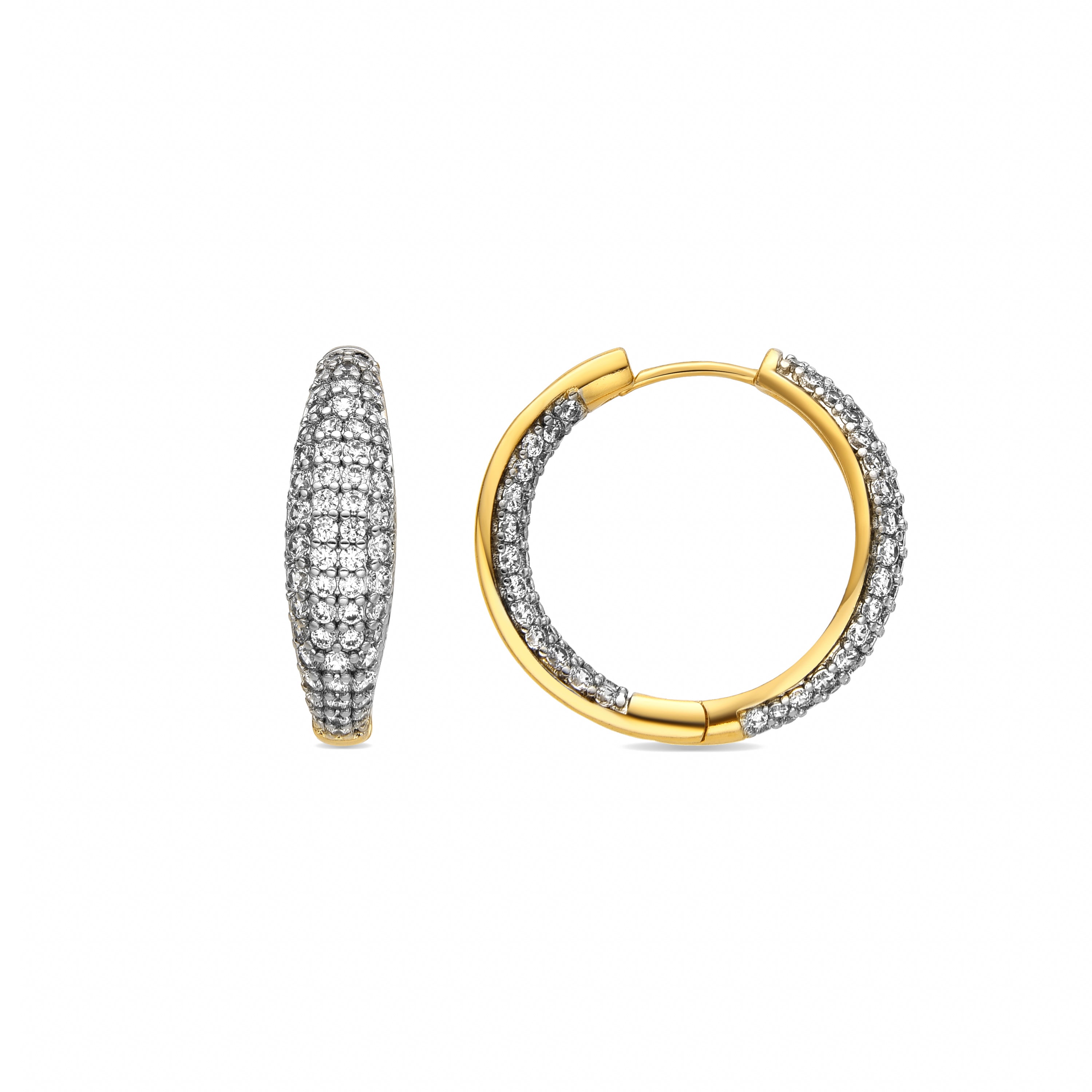 Earrings with Brilliant Zirconia finished in 18k gold - Lioa